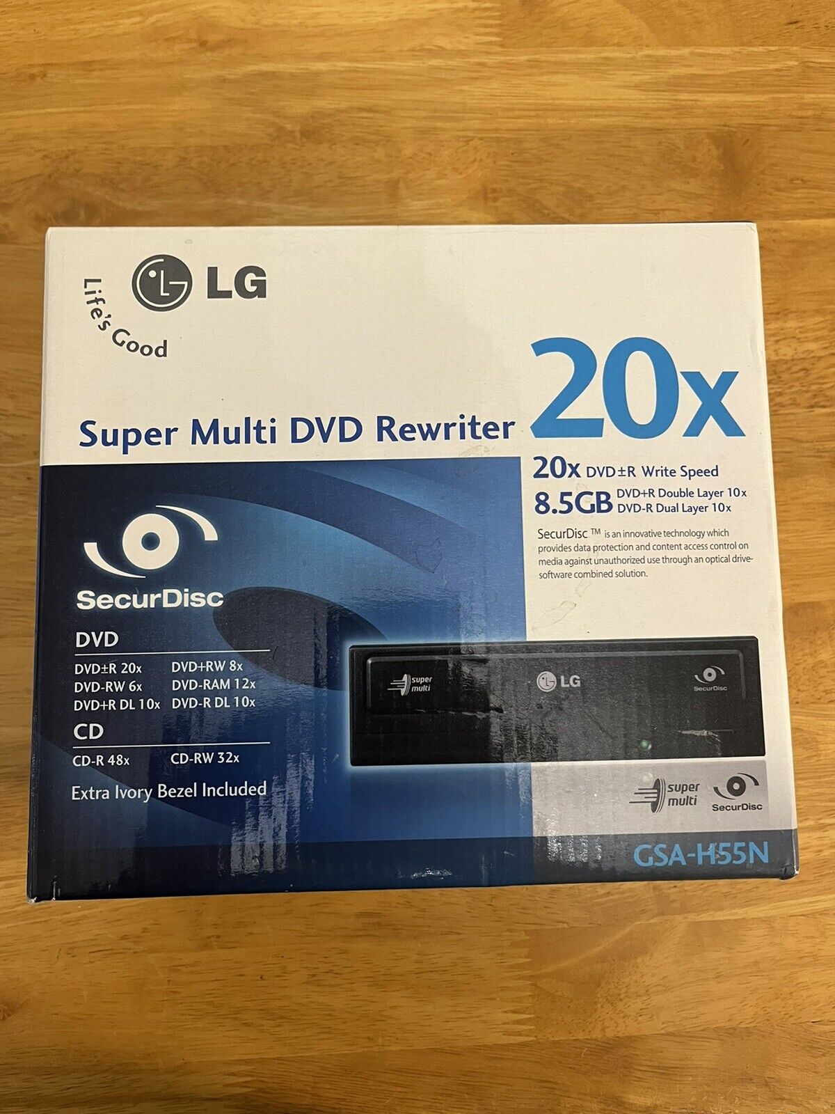 Brand New LG GSA-H55N Super Multi Internal DVD Rewriter Drive Black Extra Bezel