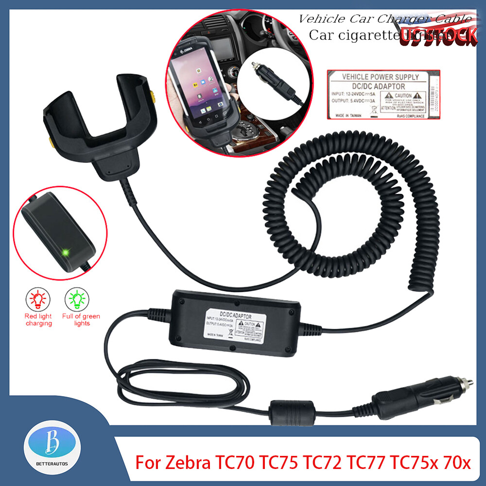 12V-24V Vehicle Car Charger Cable for Zebra TC70 TC75 TC72 TC77 TC75x tc70x