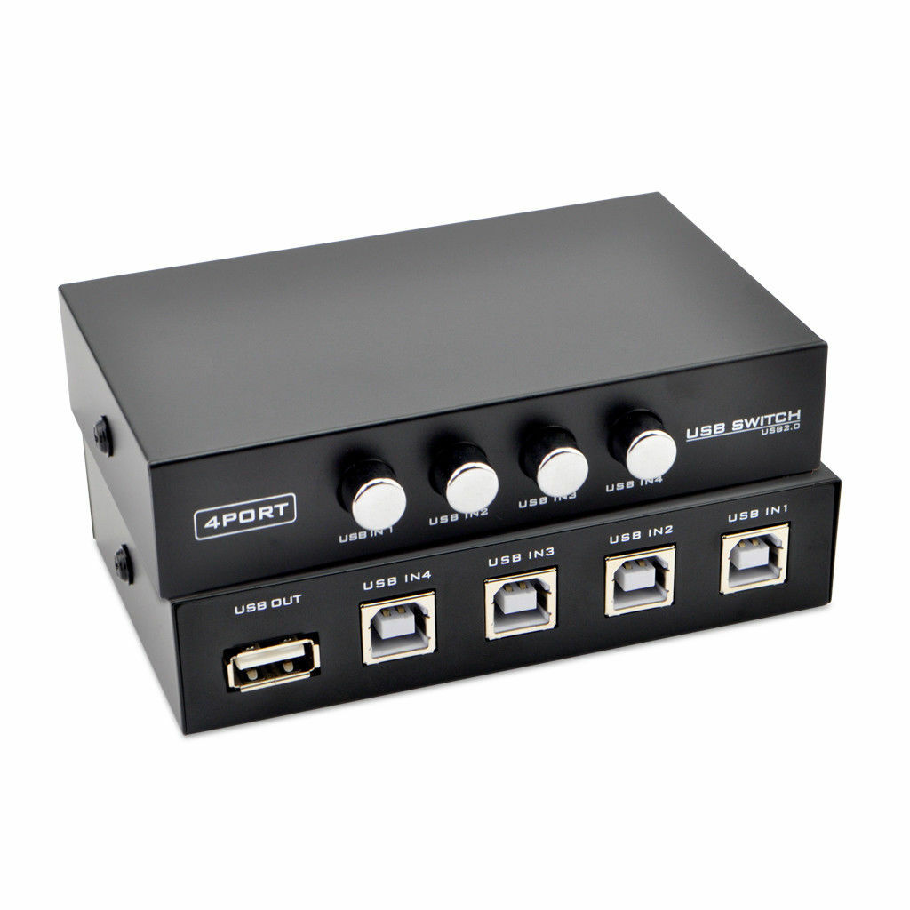 4 Port USB2.0 Manual Sharing Switch Box Printer Hub for 4 PC Keybard Scanner Cam
