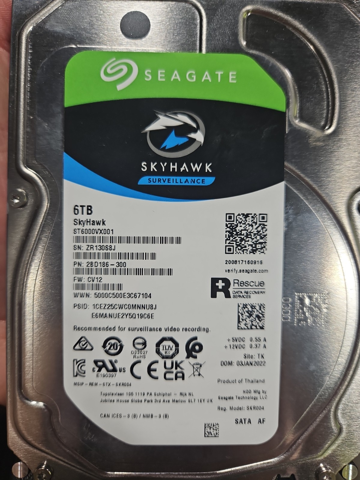 Seagate Skyhawk 6TB SATA 3 3.5'' Internal HDD (ST6000VX001)