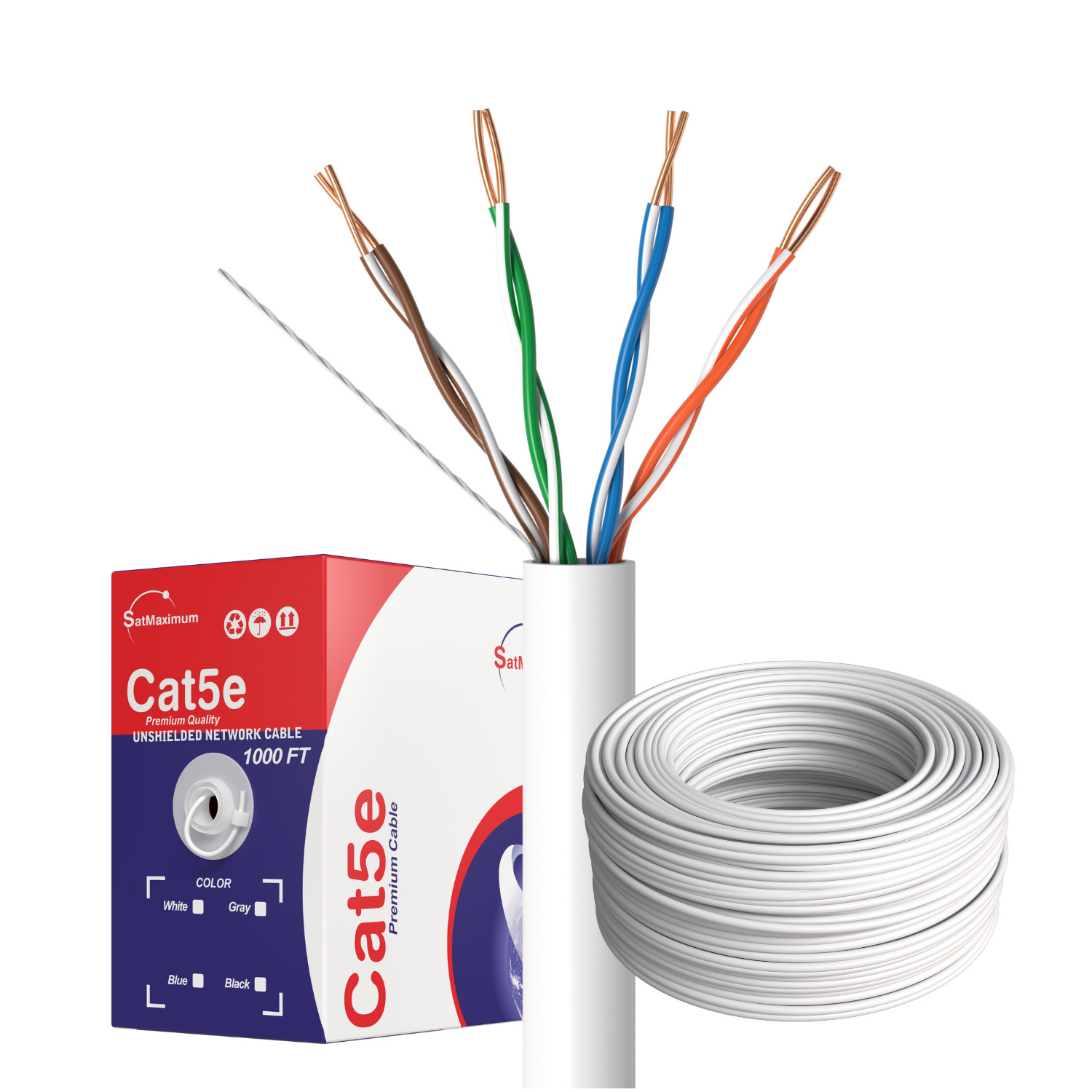 CAT5E CAT6 Cable 500FT 1000FT UTP Solid Network Ethernet CAT5 Bulk Wire RJ45 Lan