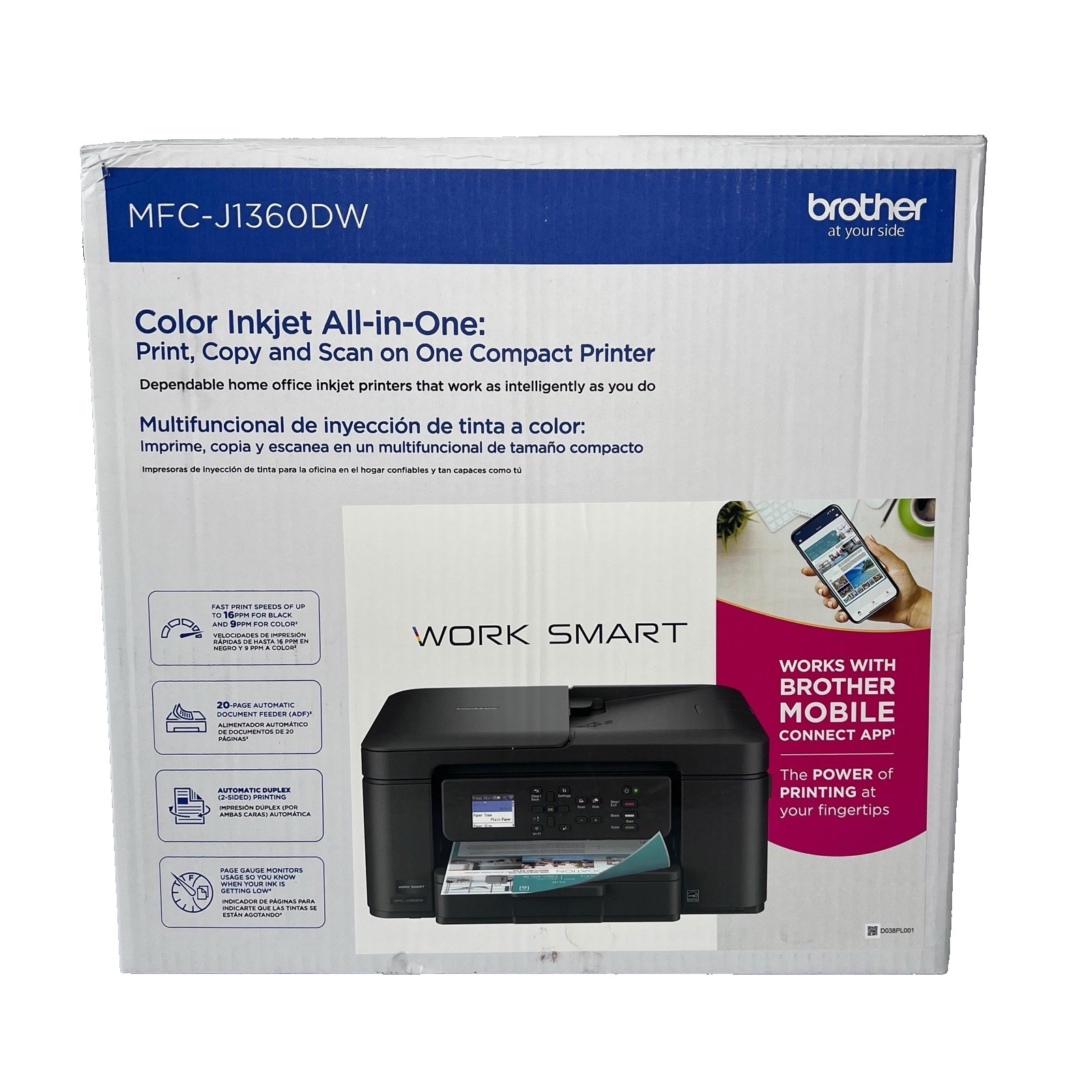 Brother MFC-J1360DW Color Inkjet All-In-One Wireless Printer New Sealed