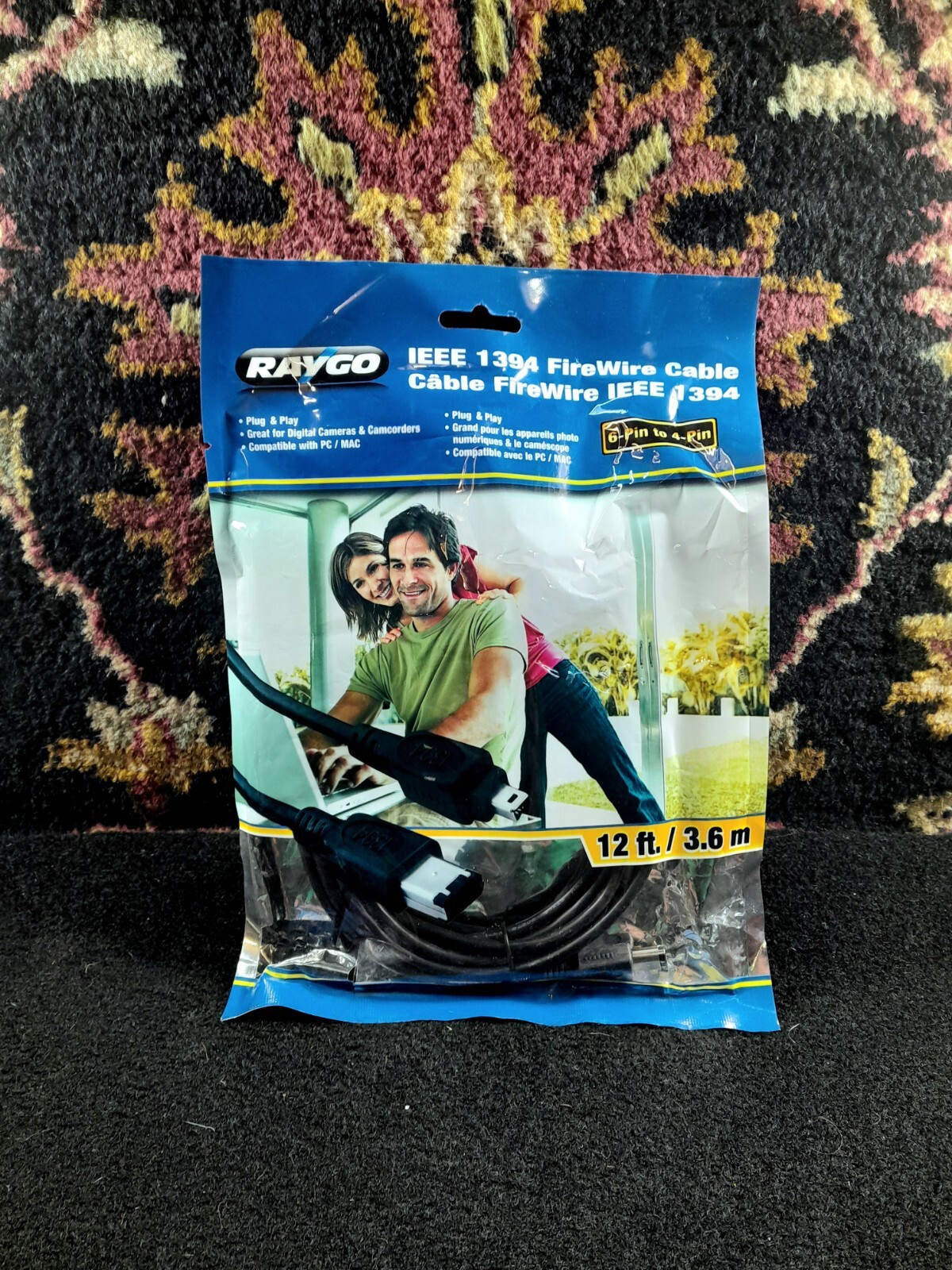 Raygo 12 Foot IEEE 1394 Fire Wire Cable 6-pin To 4-pin New