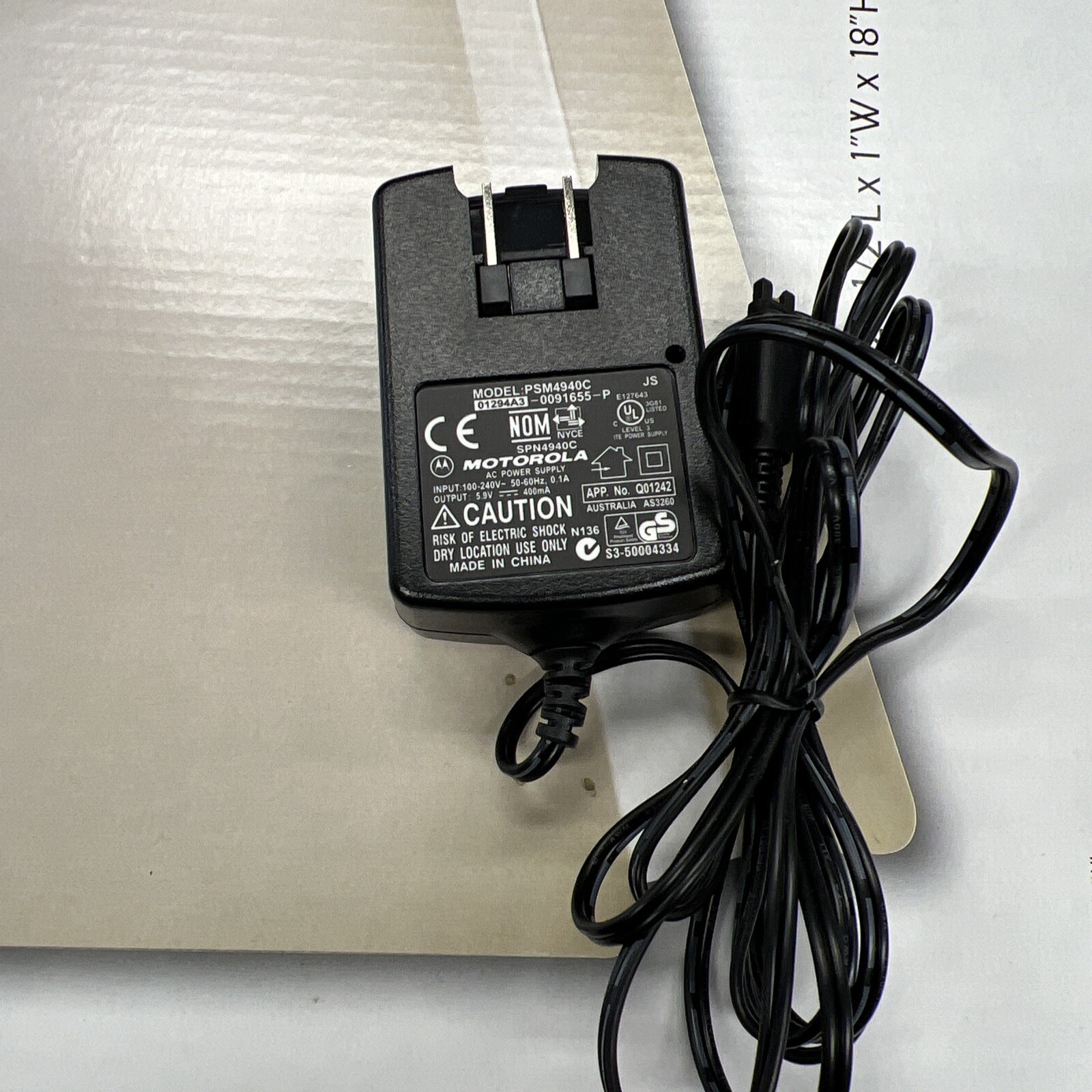 Genuine Motorola PSM4940C Class 2 Output 5.9V 400mA Power Supply Adapter S4