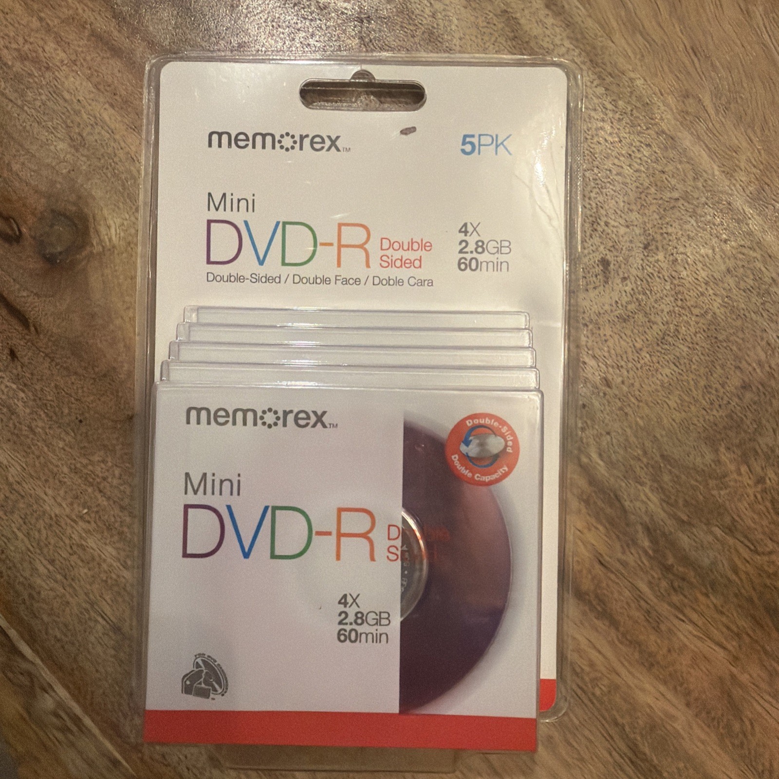 Memorex Blank Mini DVD-R 4x 2.8GB 60min Double-Sided 5PK 5 Pack - New Sealed