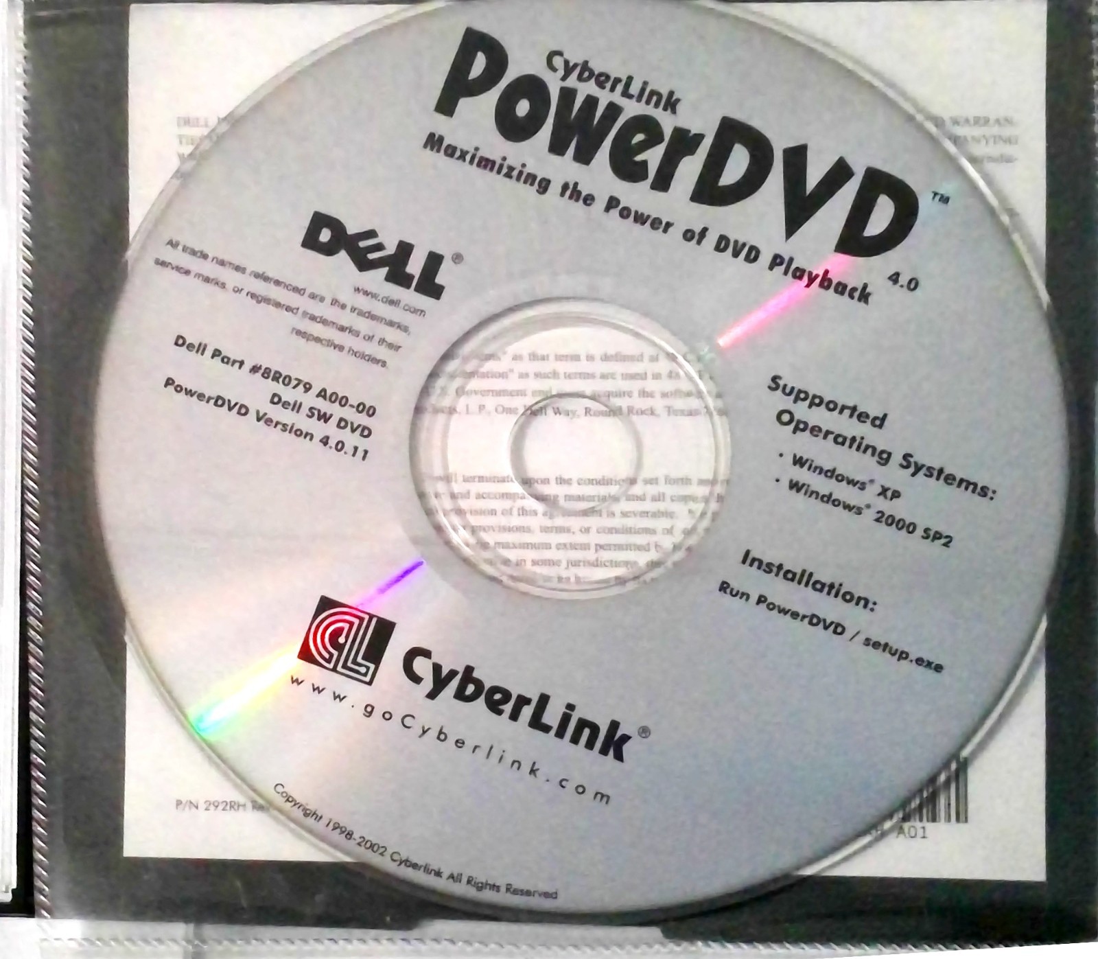 CyberLink Power DVD v4.0 PC Dell Windows XP / 2000  w/Serial # New Sealed 