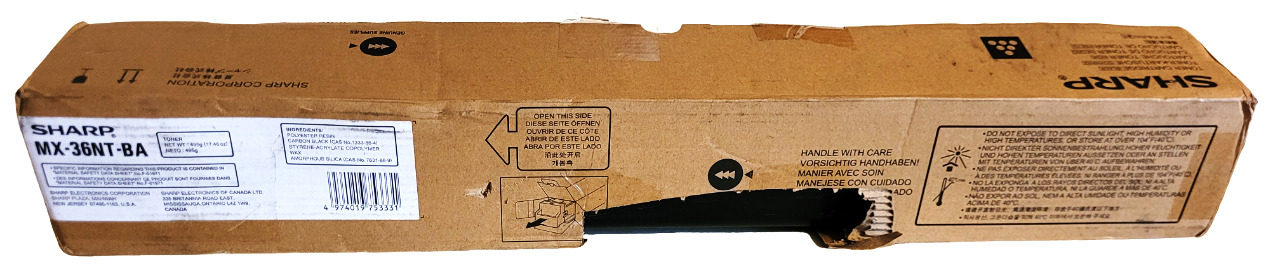 Sharp MX 36NT BA MX-36NT-BA Toner Cartridge Black New Open Ripped Box 1lb12.5oz