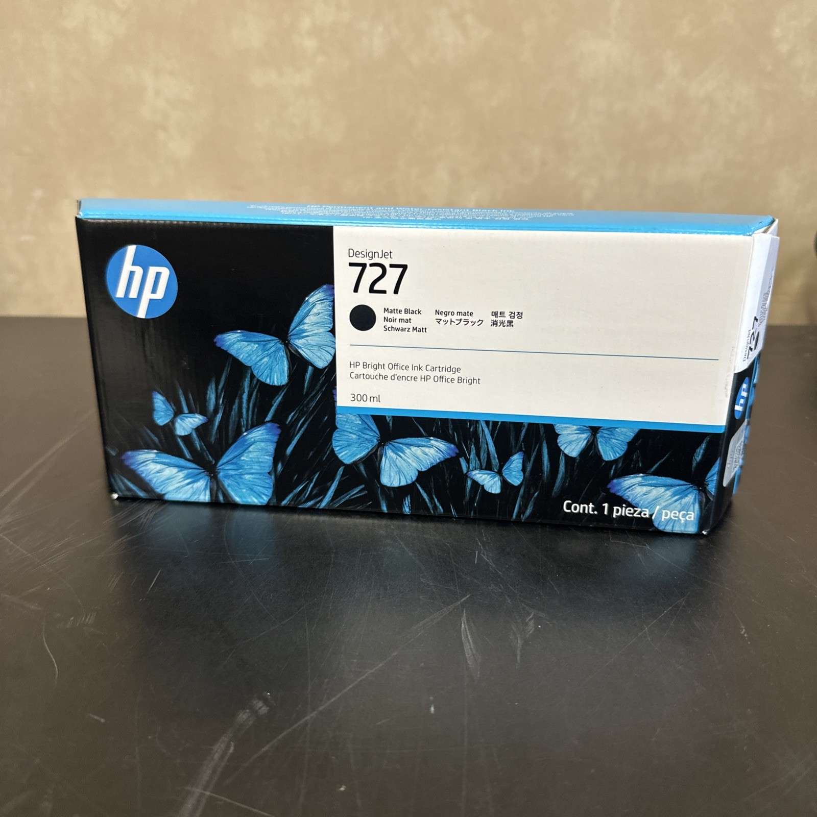 HP 727 Matte Black High Yield 300ml DesignJet Ink Cartridge C1Q12A 10/28 NEW