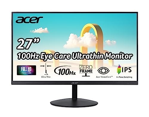 27 Inch FHD Monitor, 100Hz, IPS, HDMI/VGA, FreeSync, Tilt, Black