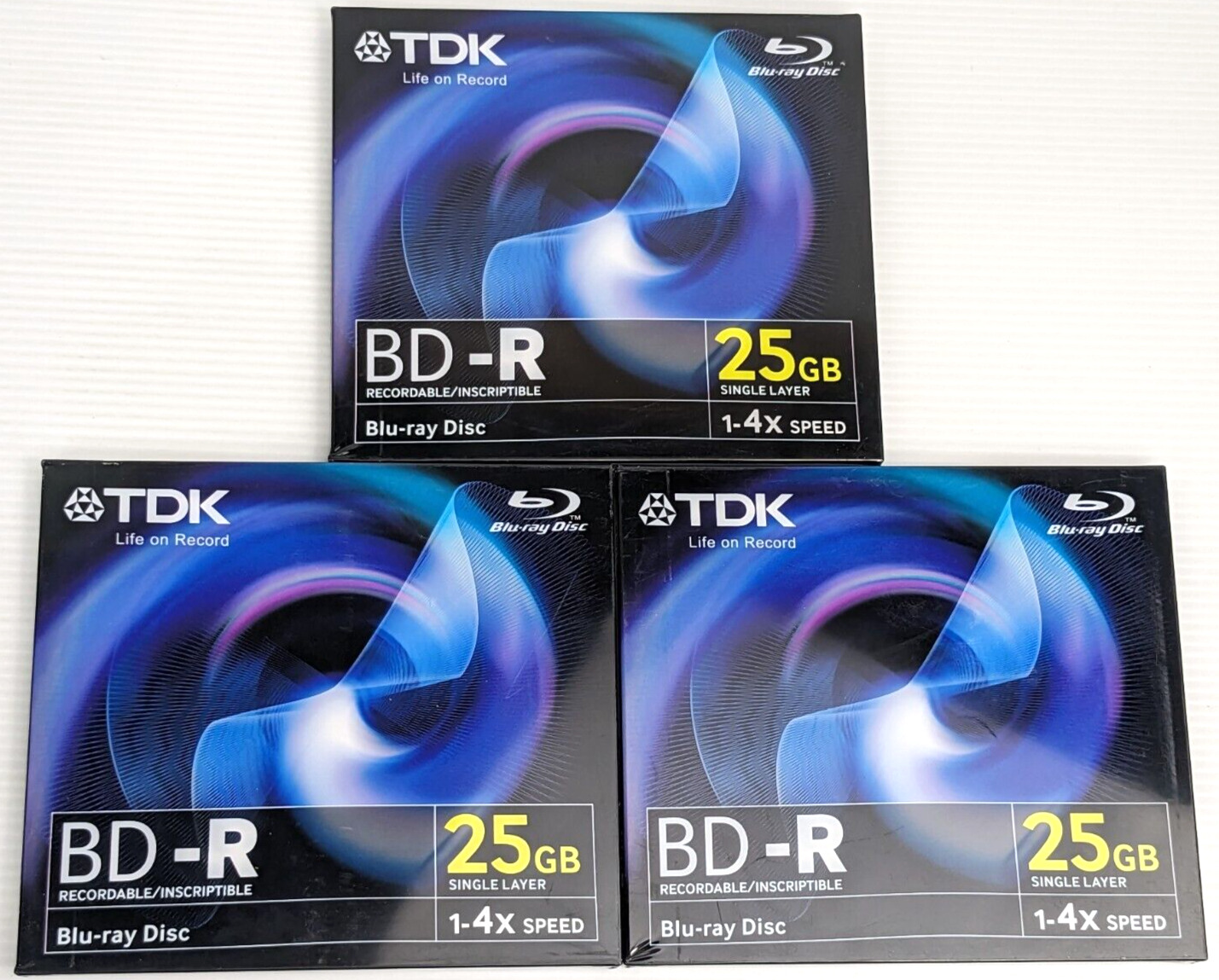 3 x TDK BD-R Blank Recordable Blu-Ray Disc 25GB 4x Speed NEW