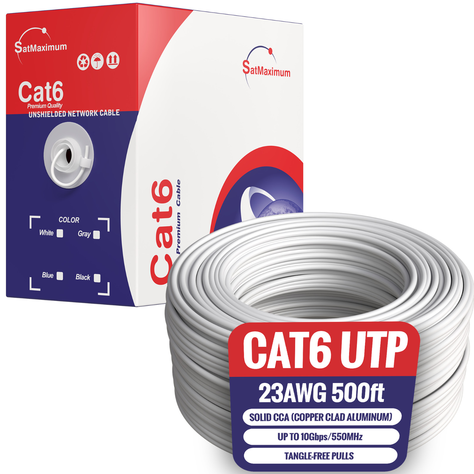 CAT6 500ft UTP Solid Ethernet Cable 23AWG RJ45 LAN Network Bulk Wire LOT
