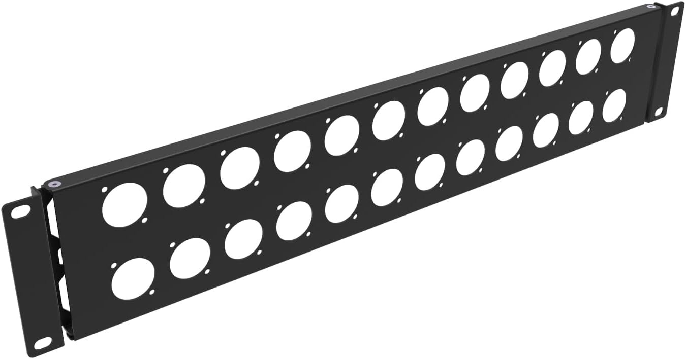 2U Hinged Blank Patch Panel with 24 D-Series Connectors Punch-Out Holes for 19 I