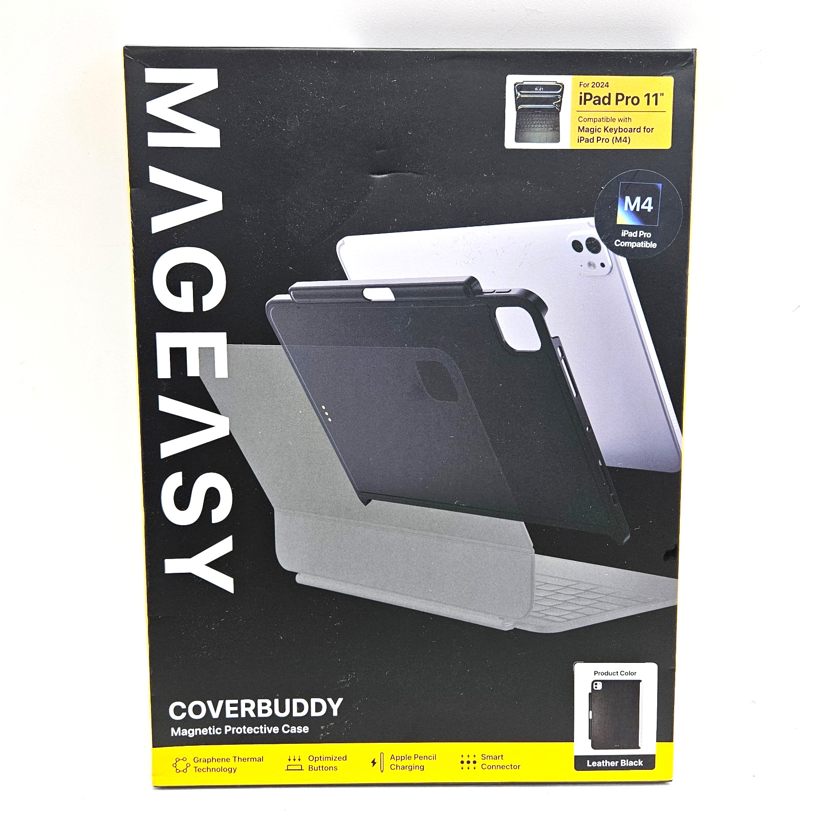 SWITCHEASY MagEasy CoverBuddy for iPad Pro 11" Case M4 2024 Leather Black 5.0 BD