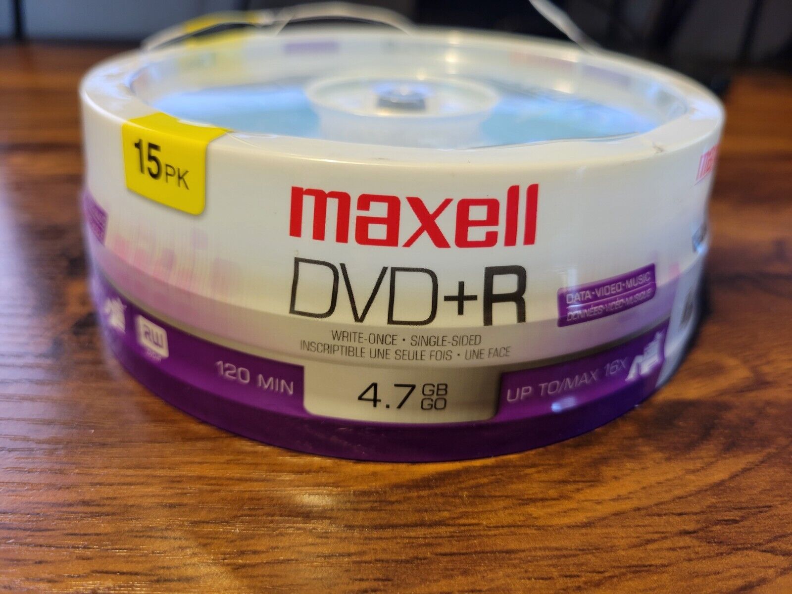 Maxell 639008 DVD+R 15pk 16x Write-Once DVD+R Spindle NEW