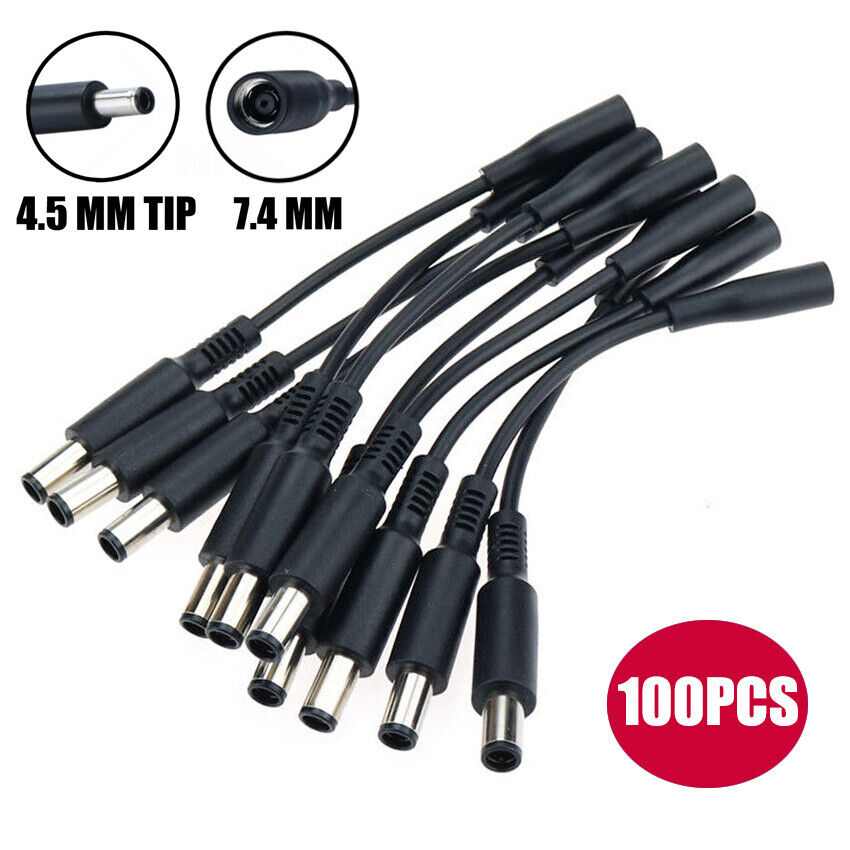 100PCS DC Power Charger Converter Adapter Cable 7.4mm To 4.5mm For HP Dell