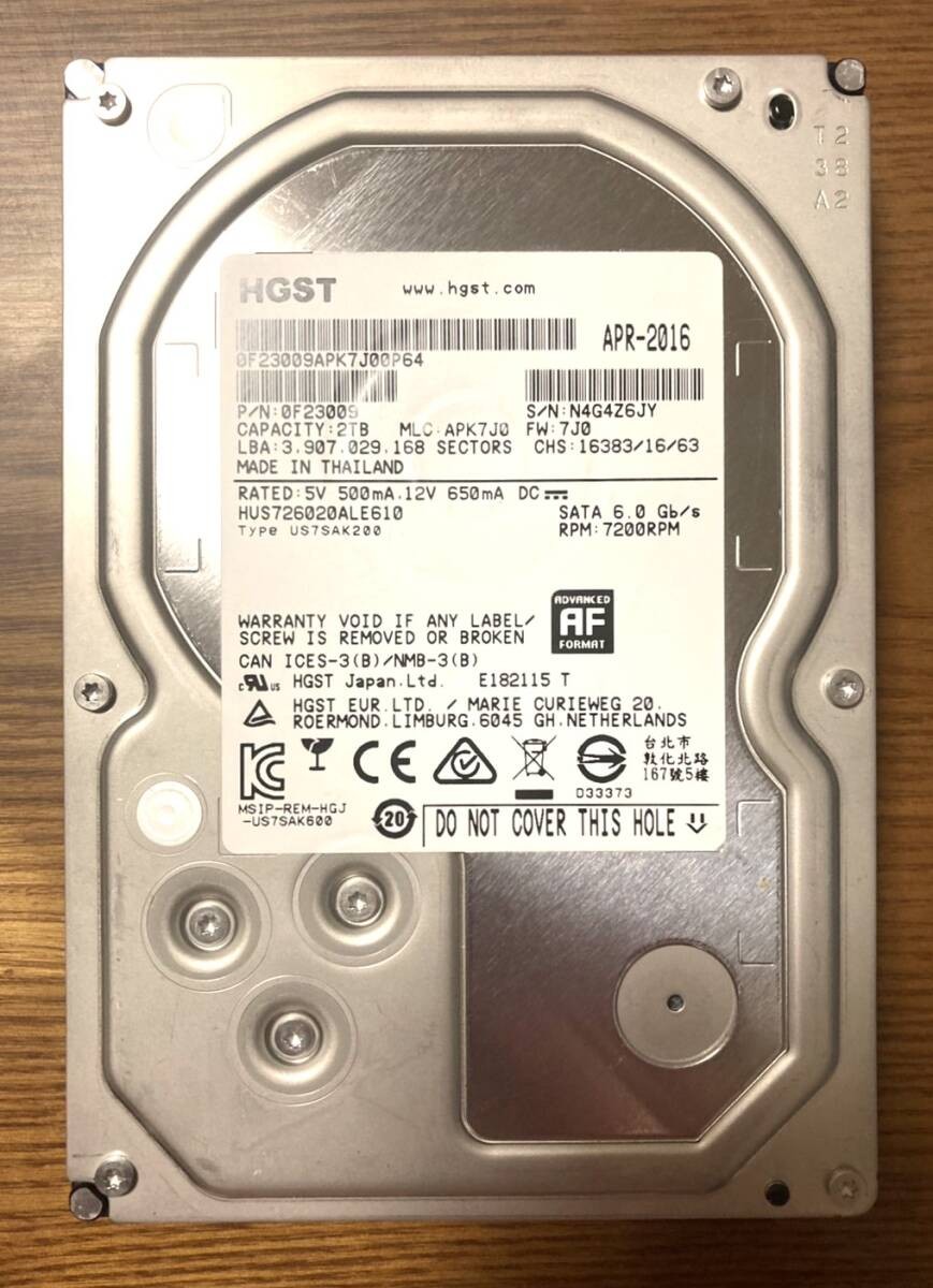 Excellent Condition Hitachi/HGST HUS726020ALE610 Ultrastar 7K6000 3.5-inch HDD 2