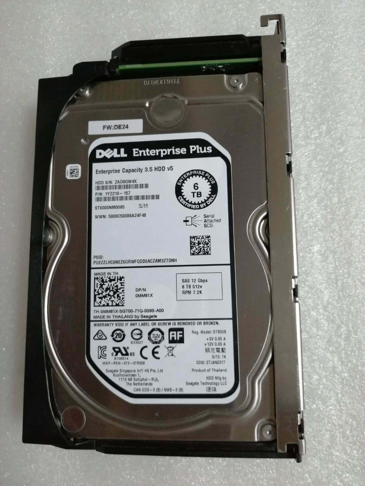 HDD  for DELL  6TB SAS 12Gbps 3.5in ENT 512e 0MM81X ST6000NM0095 