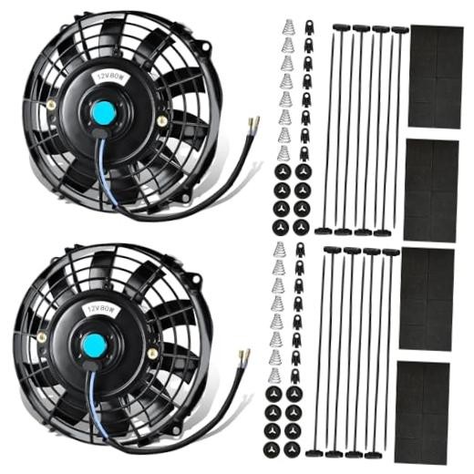 7 Inch Slim Radiator Fan - 12V 80W 800 CFM High Performance 2Pcs-7 inch