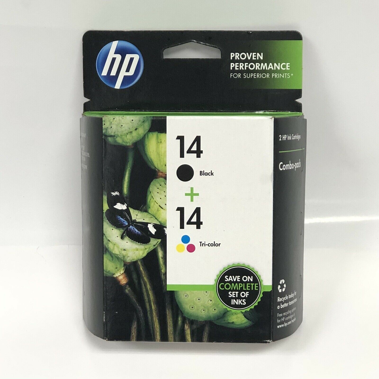 HP 14 Black & Tri-Color Ink Cartridges Combo Pack OEM Sealed Expired 2013