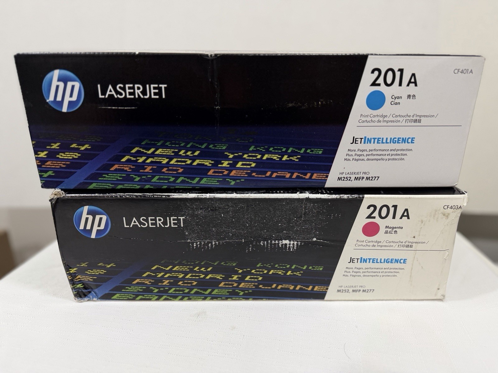 Genuine HP 201A Set Of 2 Cyan, Magenta High Yield Toner Cartridges New Sealed