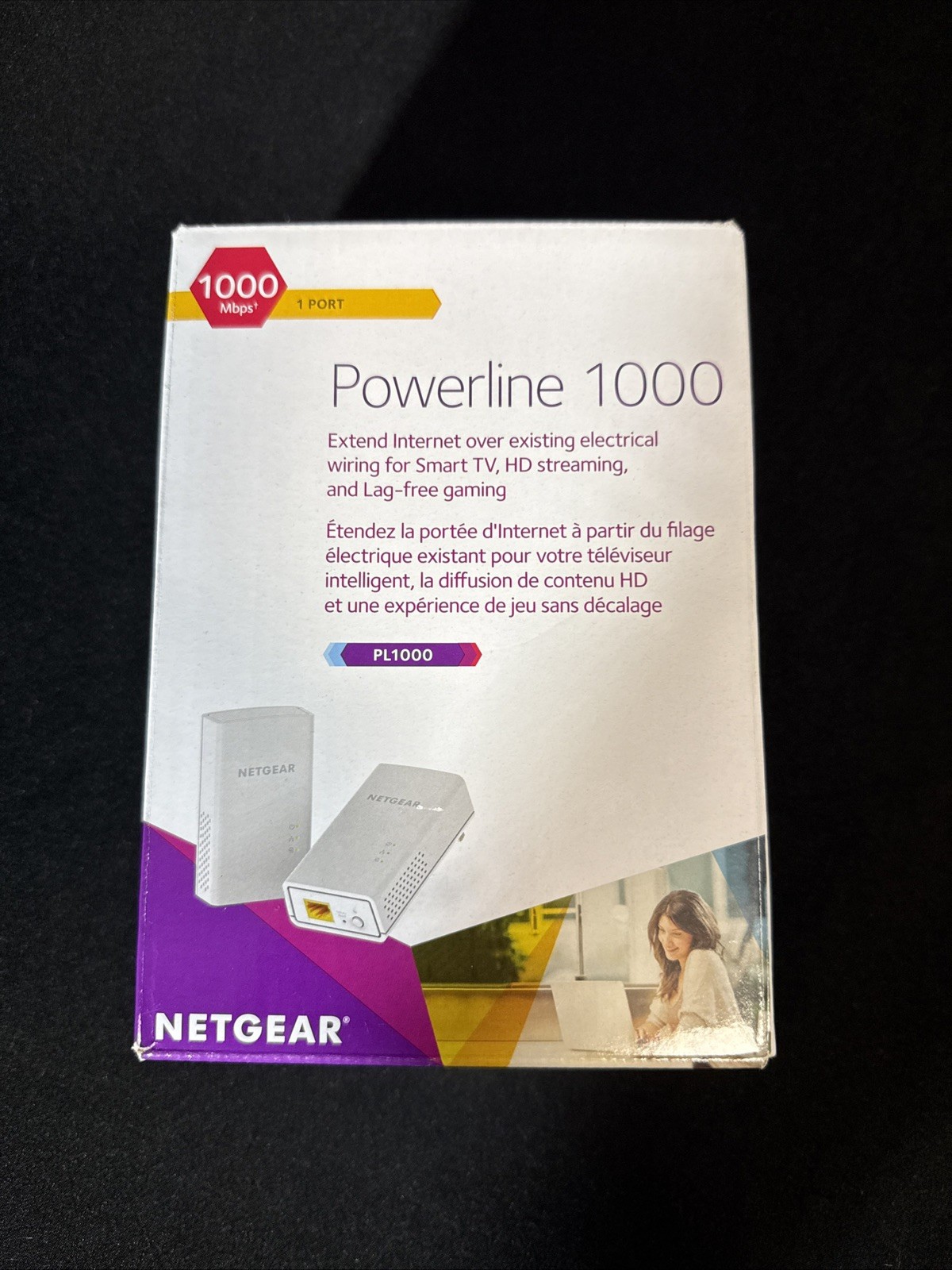 Open Box ONETGEAR PL1000-100PAS Powerline 1000 Wi-Fi Network Extenders  Pack 