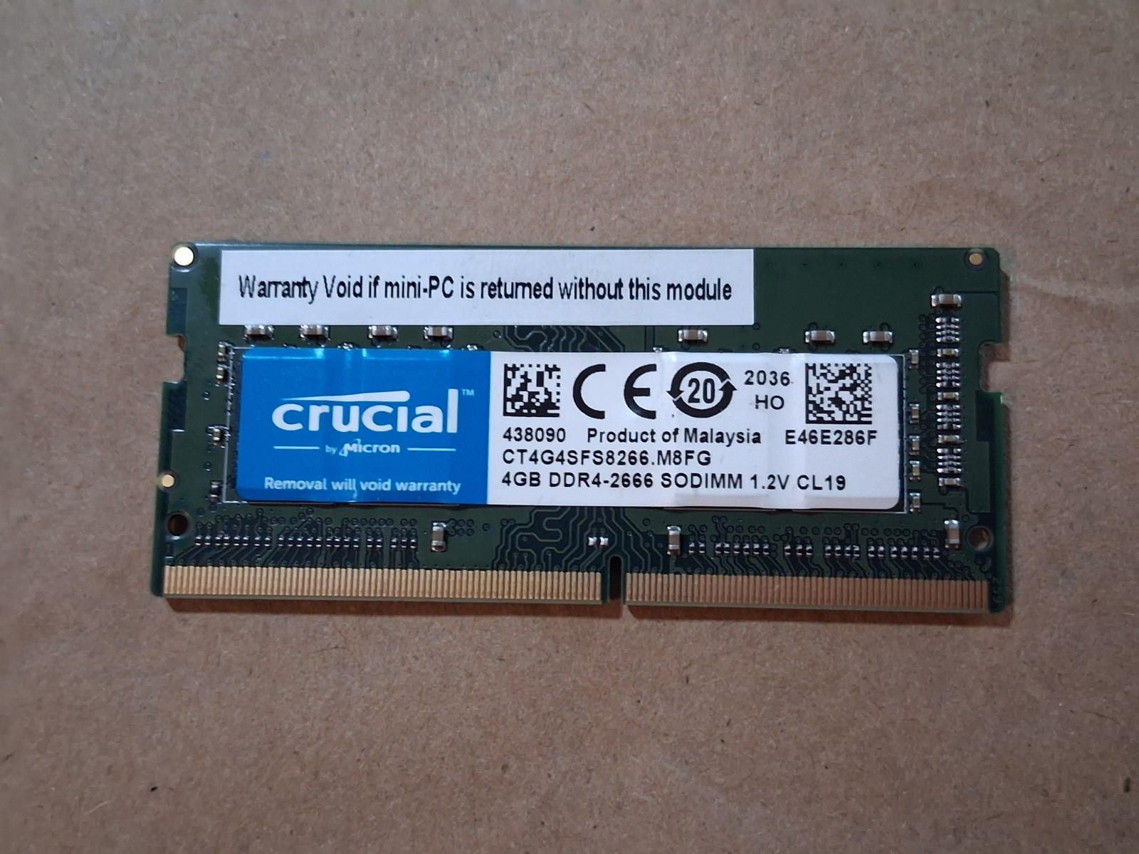 Crucial DDR4 2666 MHz SO-DIMM Memory Module CT4G4SFS8266