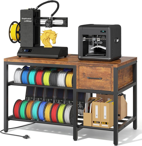 3D Printer Stand with Filament Storage – Heavy Duty Wooden Drawer - Style02