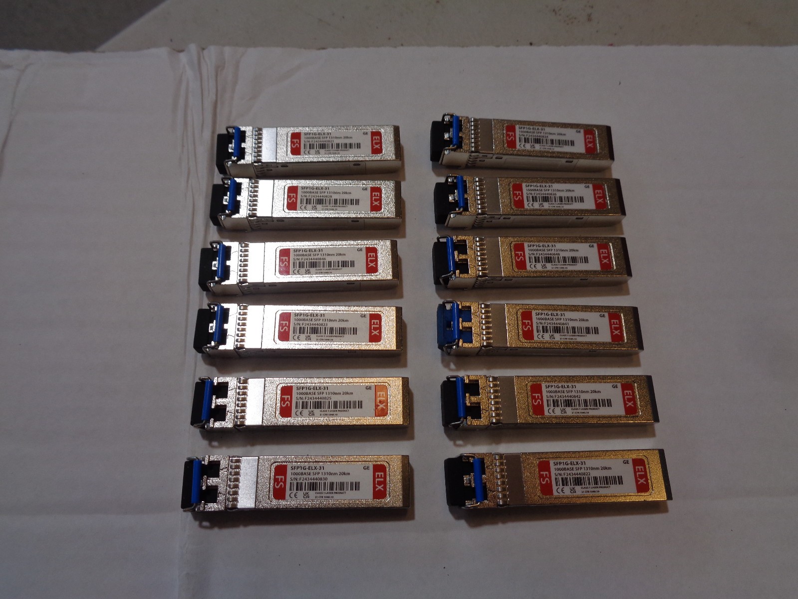 (12) FS 1000BASE SFP 1310nm 20km Optical Transceivers SFP1G-ELX-31