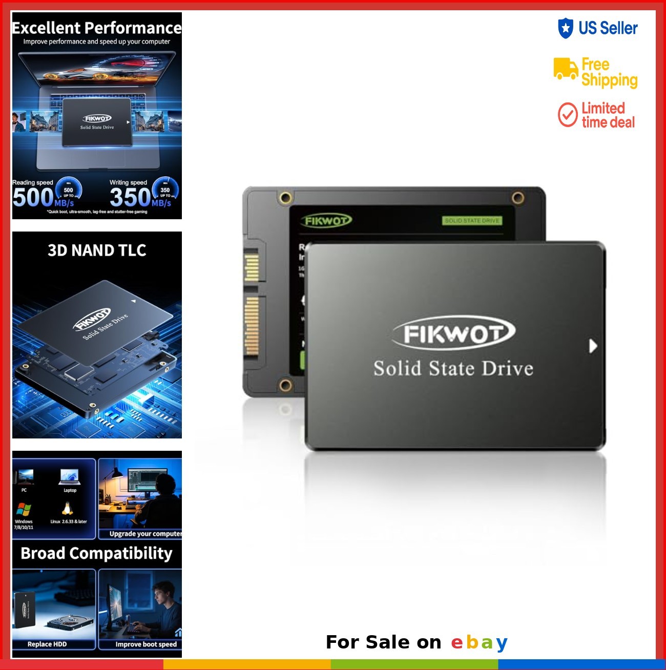 Internal SSD 512GB 2.5 Inch SATA III 6Gb/s 560MB/s Read 3D NAND TLC for Laptop