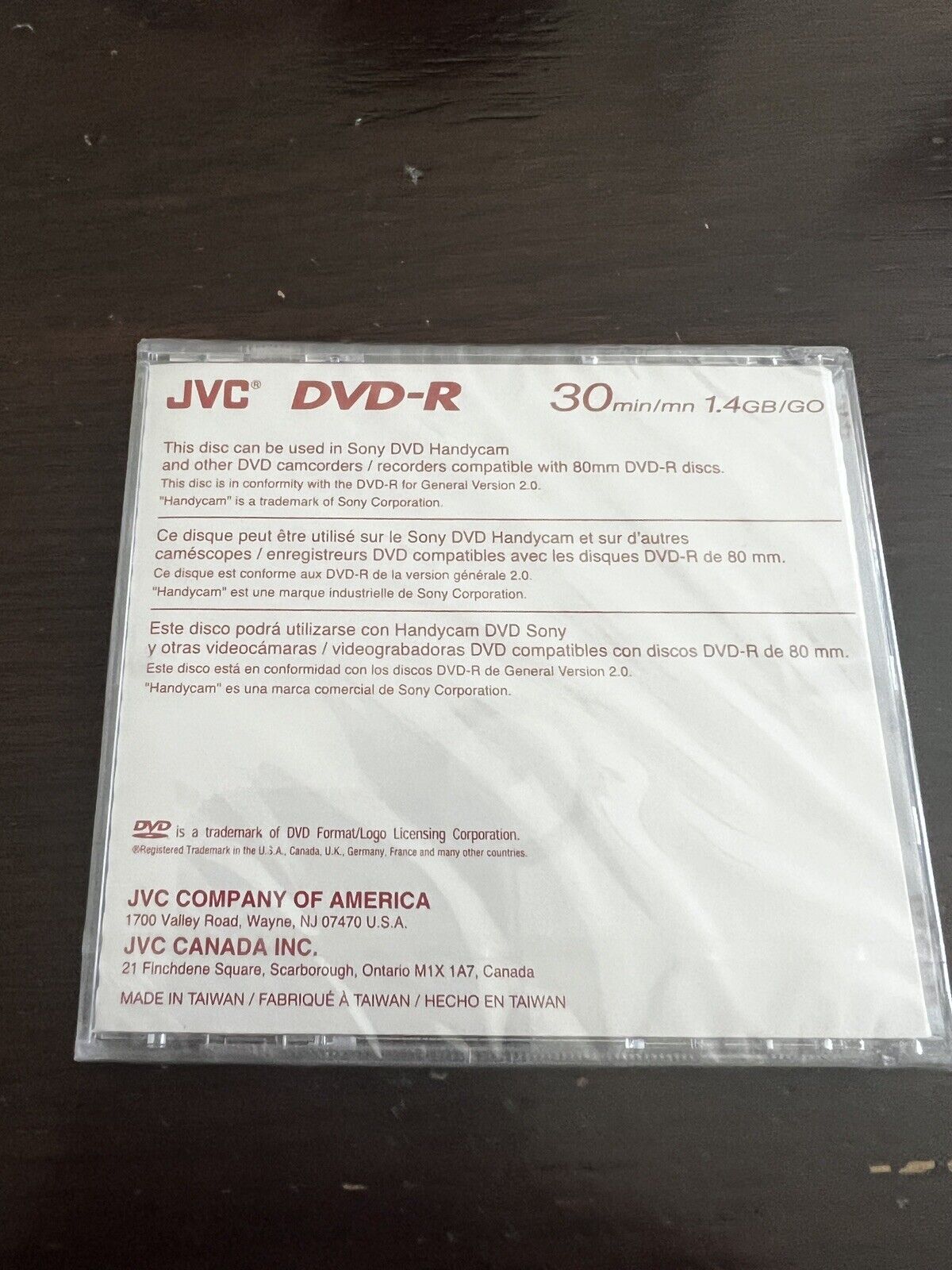 JVC Mini DVD-R 30 Minute Recordable Disc 8cm DVD-R/RW