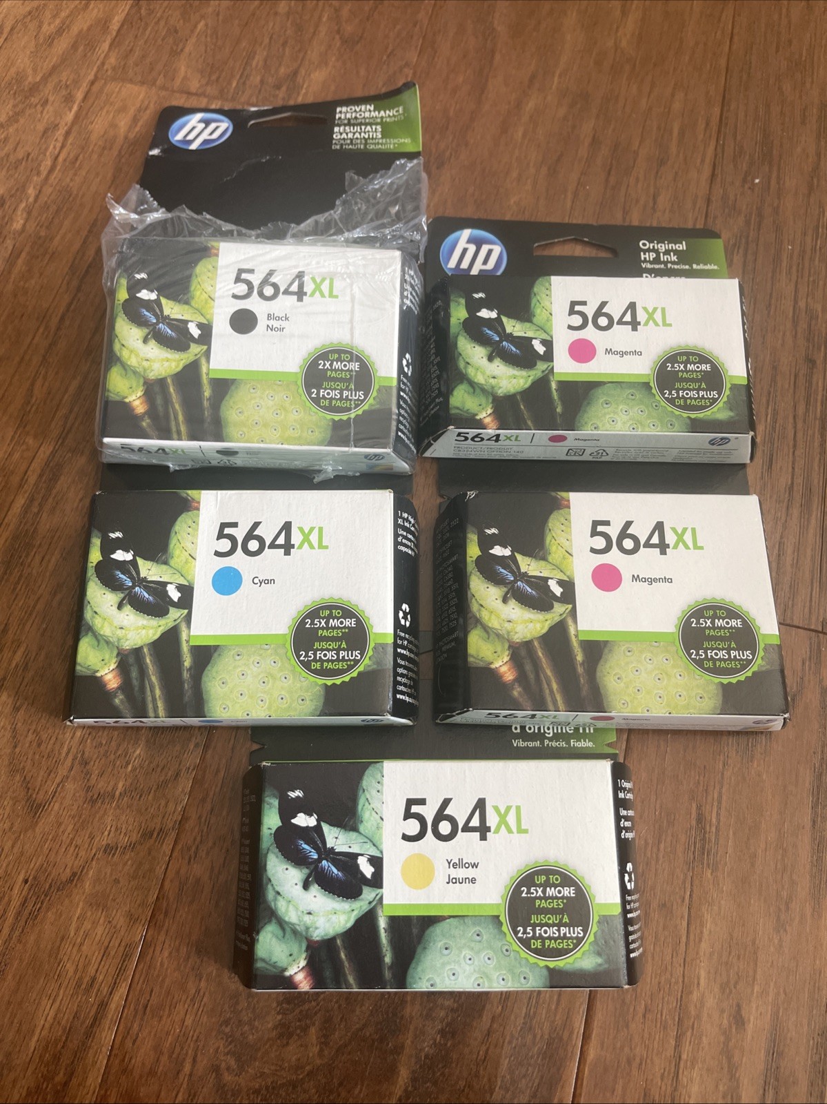 GENUINE HP 564XL Black and HP 564 Color Ink Cartridge 5-Pack