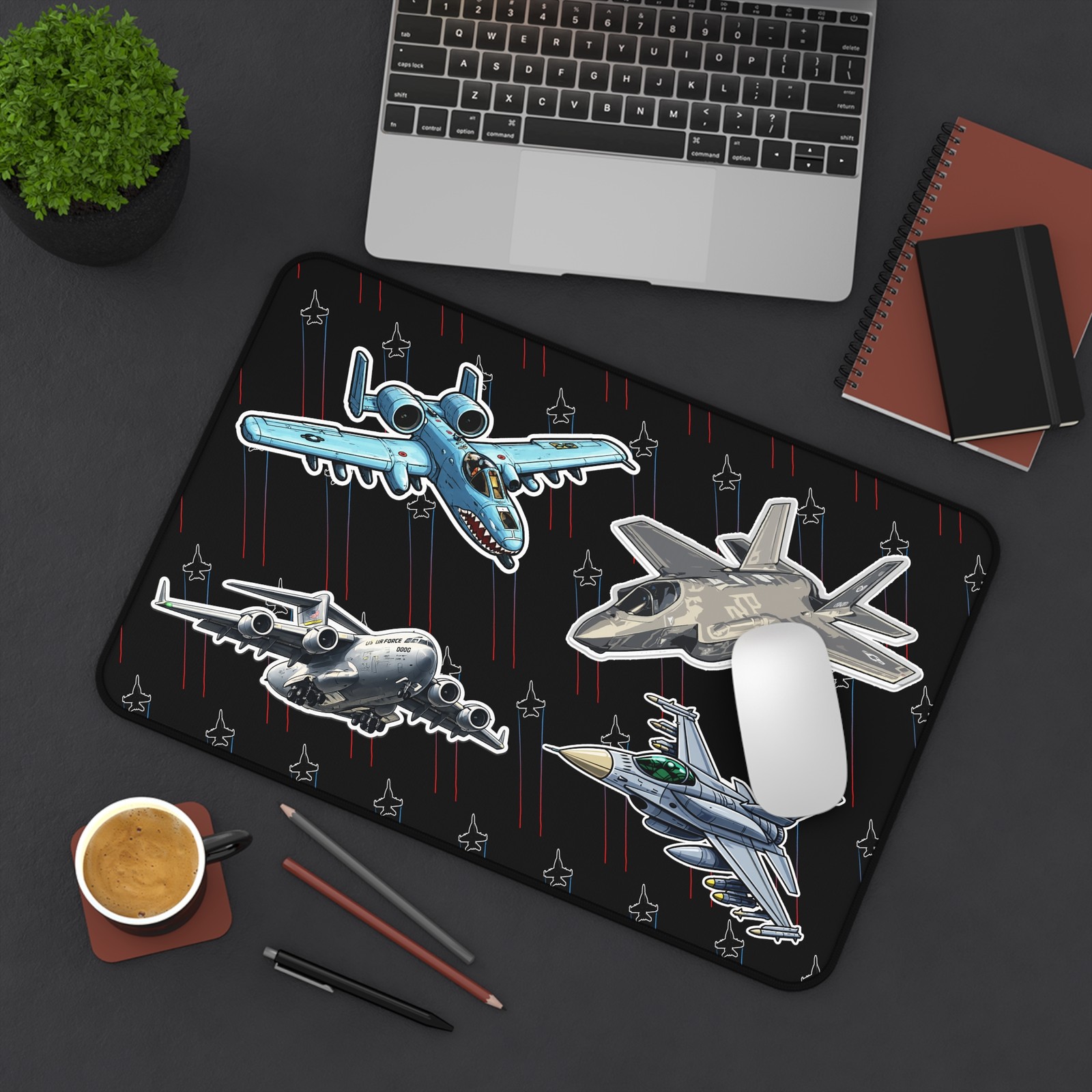 Military Jet and Aircraft Desk Mat | Airplane Mousepad