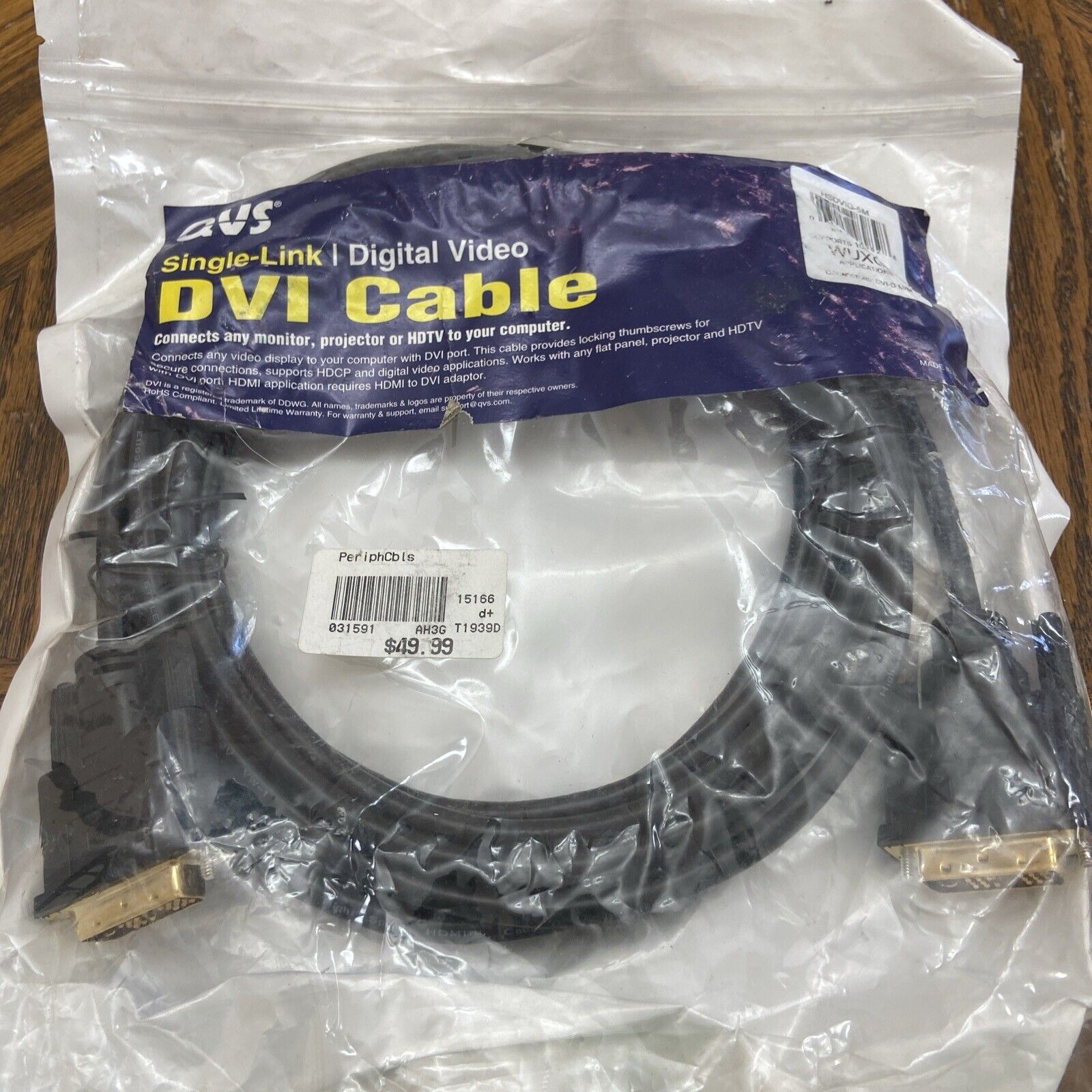 QVS CFDD-D10 10 ft. Premium DVI Male to Male Digital Flat Panel Cable