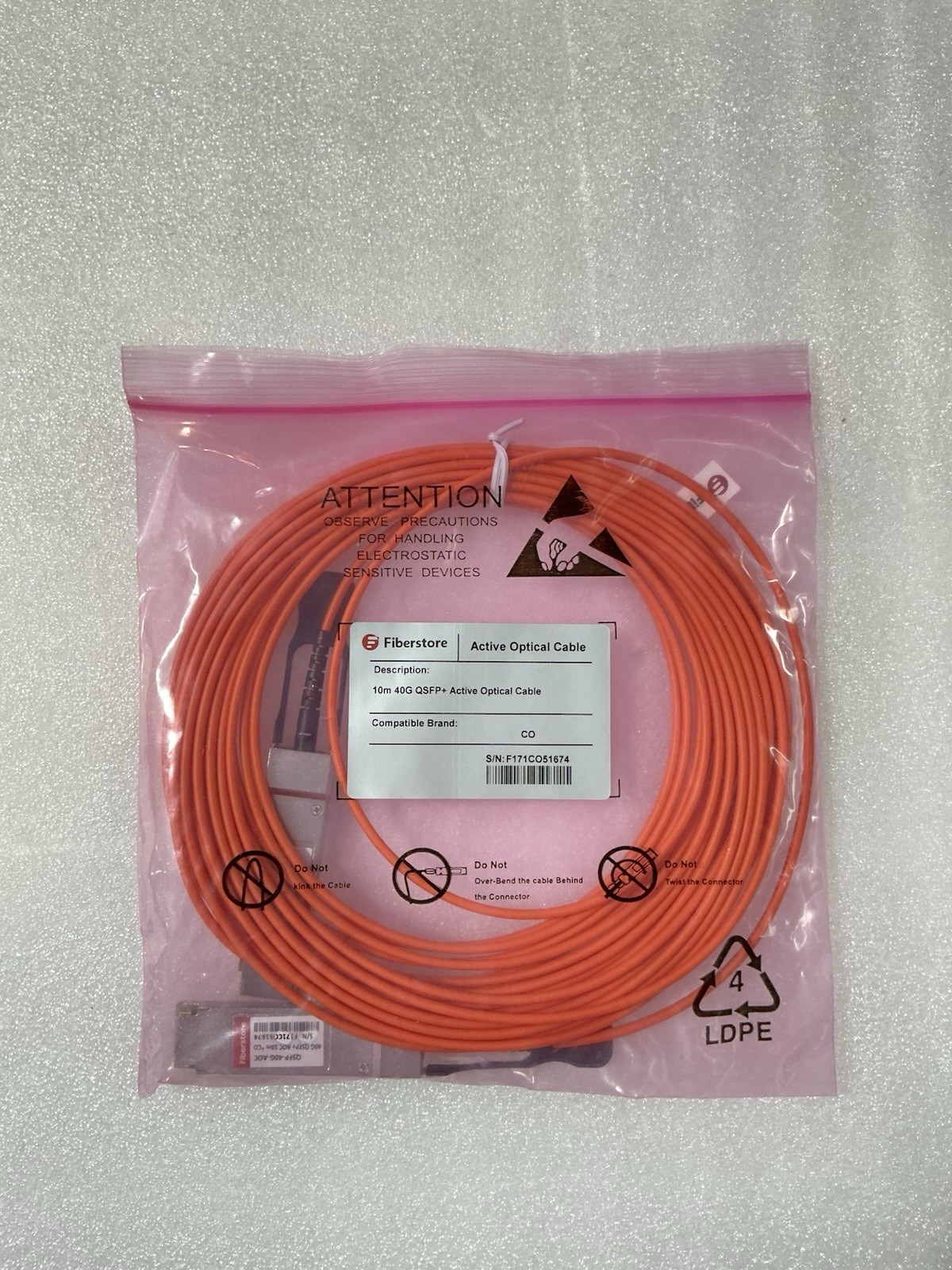Fiberstore 10m / 40G QSFP AOC