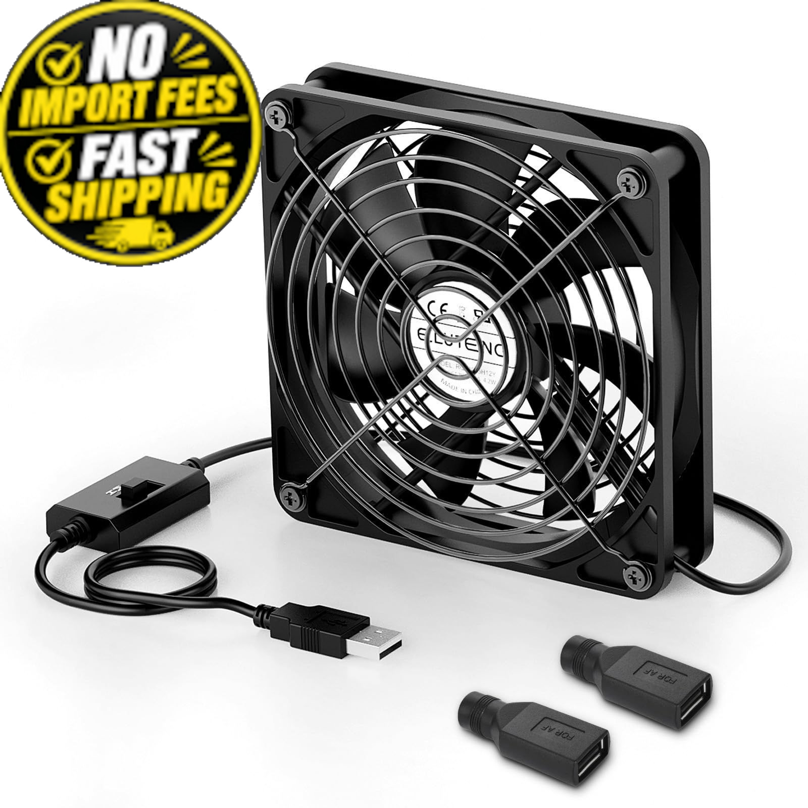 ELUTENG 120mm USB Computer Fan, 5V PC Cooling Fan with 3 Medium, Black