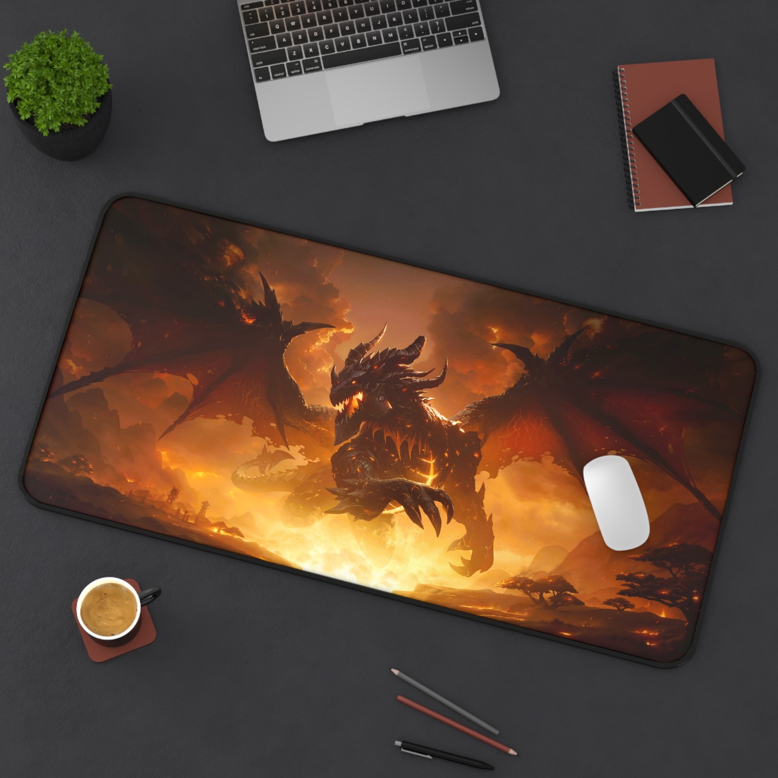 Desk Mat&Mouse Pad:Dragon Attack,Deathwing,Custom Desk Mat