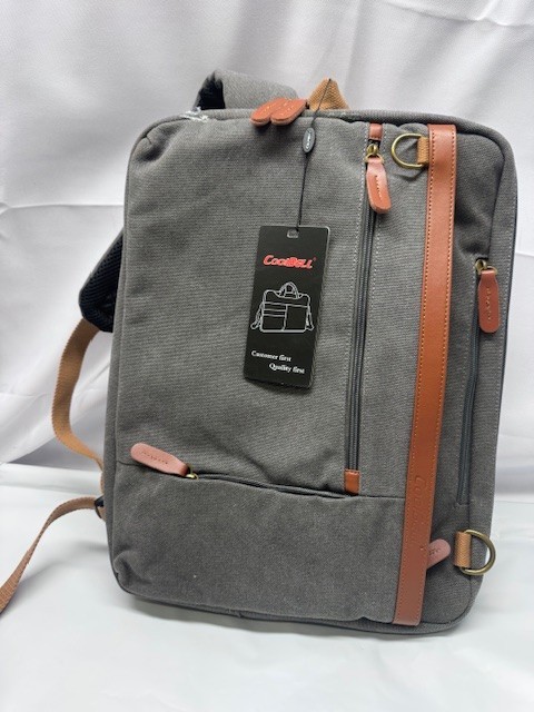 CoolBELL Laptop Bag Convertible Backpack Messenger Bag -Gray-17.3 *New