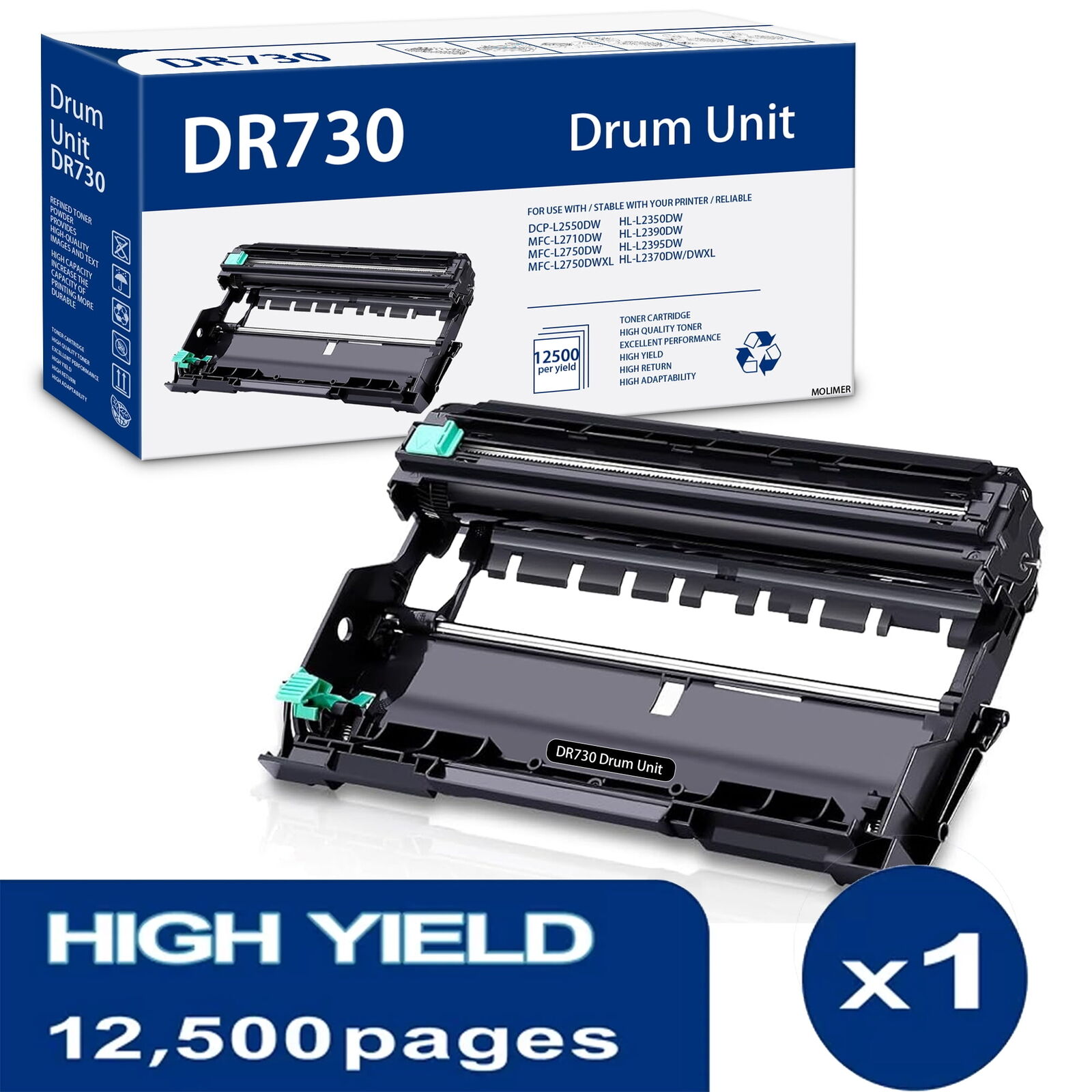 DR730 Drum Unit Replacement for Brother DR730 HL-L2370DW MFC-L2710DW Printer 1BK