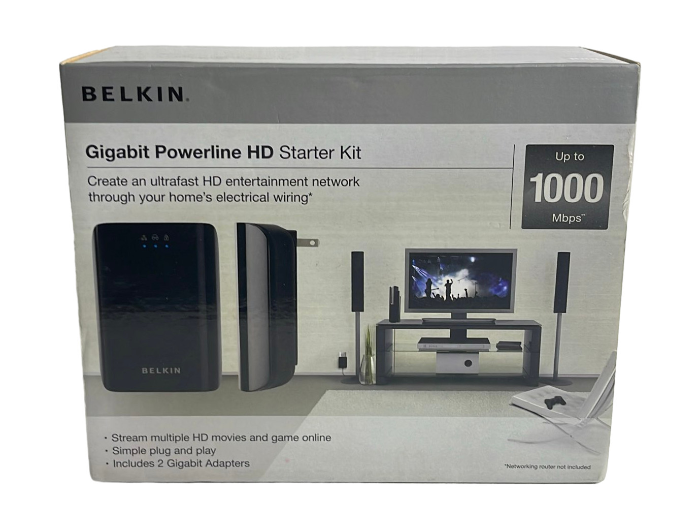 Belkin F5D4076 Gigabit Powerline HD Starter Kit 1000Mbps Ethernet
