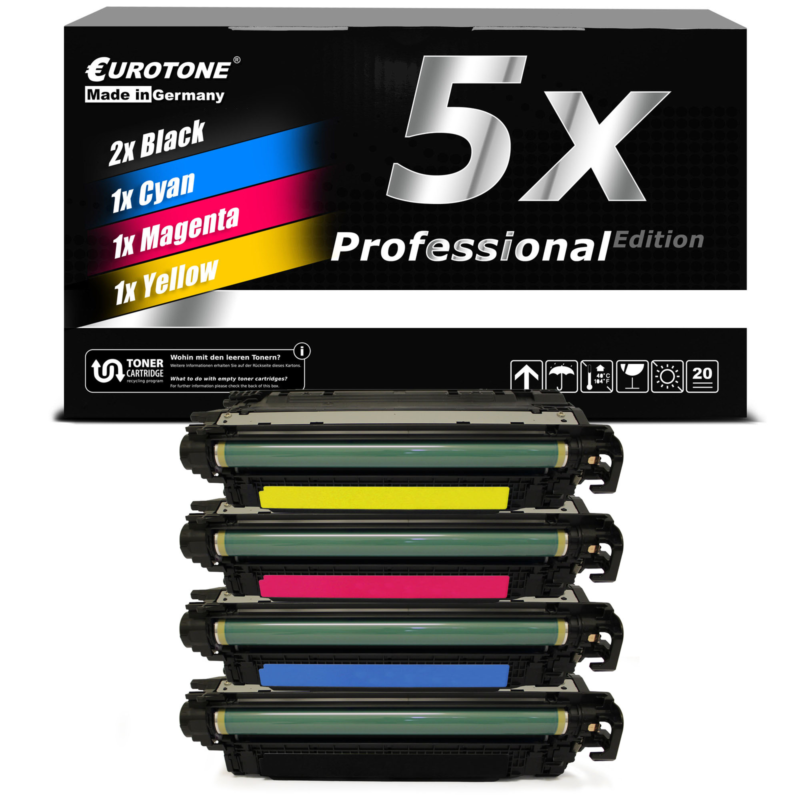 5x Eurotone Pro Cartridge XXL F R HP Color Laserjet Enterprise CP-4525-xh
