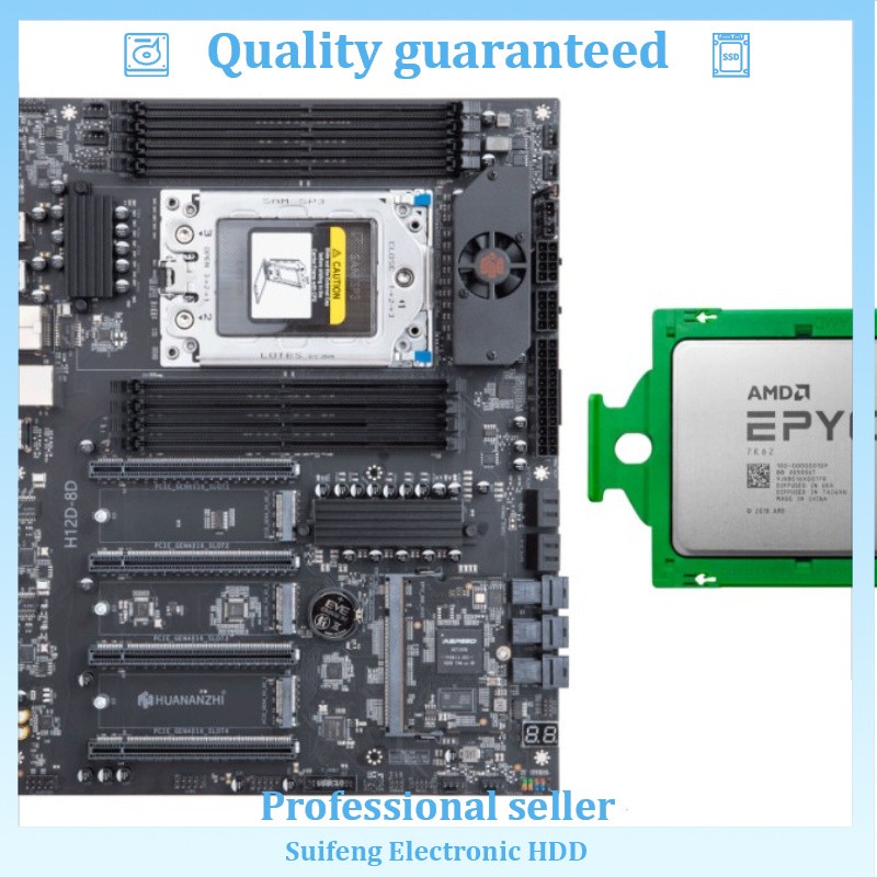 H12D-8D 7002/7003 BMC DDR4 IPMI2.0 Motherboard With AMD EPYC 7452 32Cores CPU