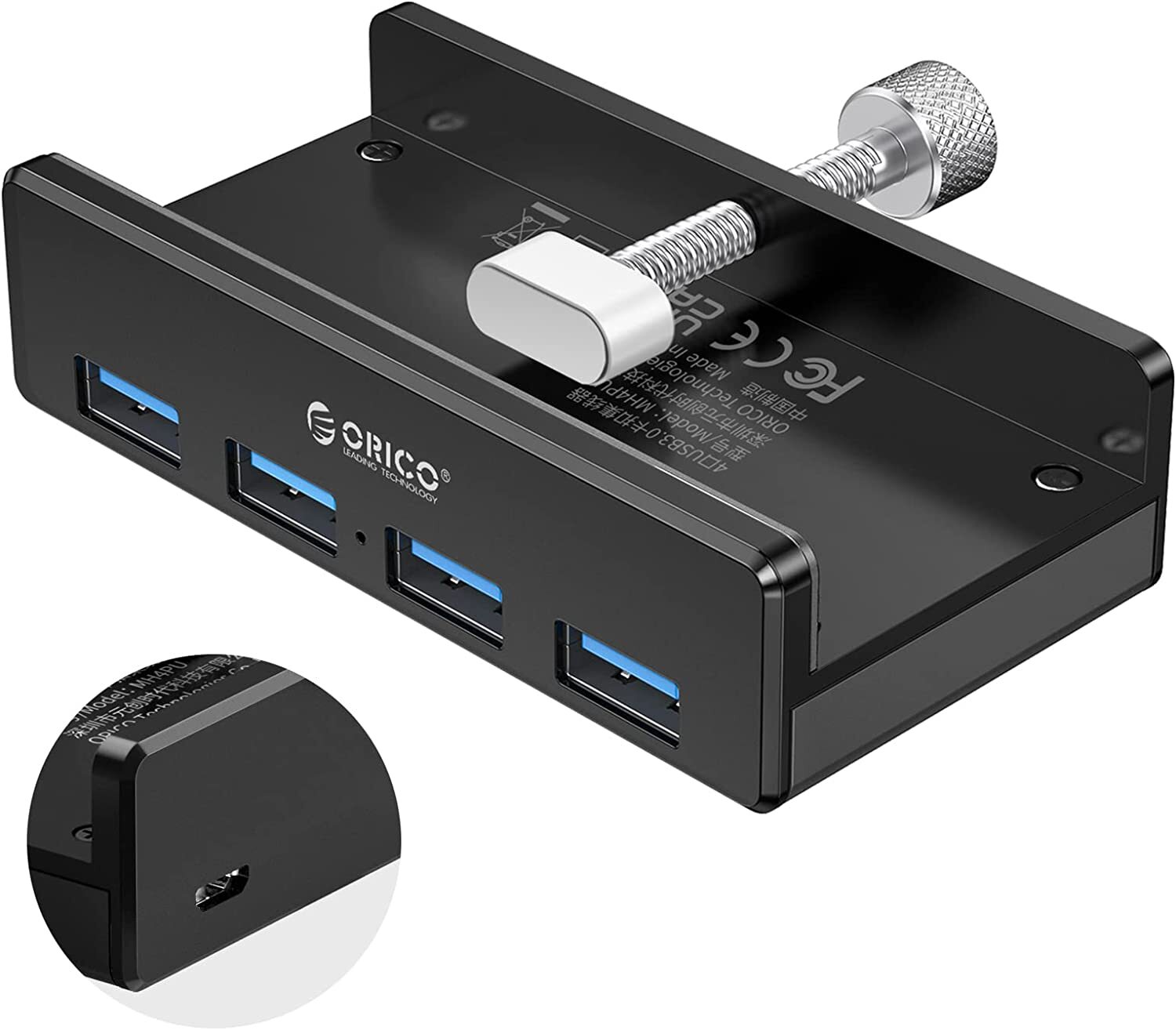 ORICO 4-in-1 USB 3.0 Hub Adapter Computer Laptop iMac Monitor Clip Holder Black