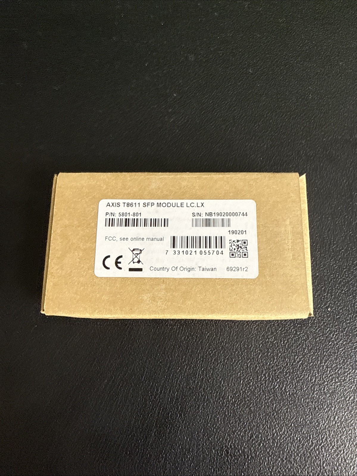 Axis Communications T8611 SFP Module Single Mode Fiber LC.LX Module P/N 5801-801