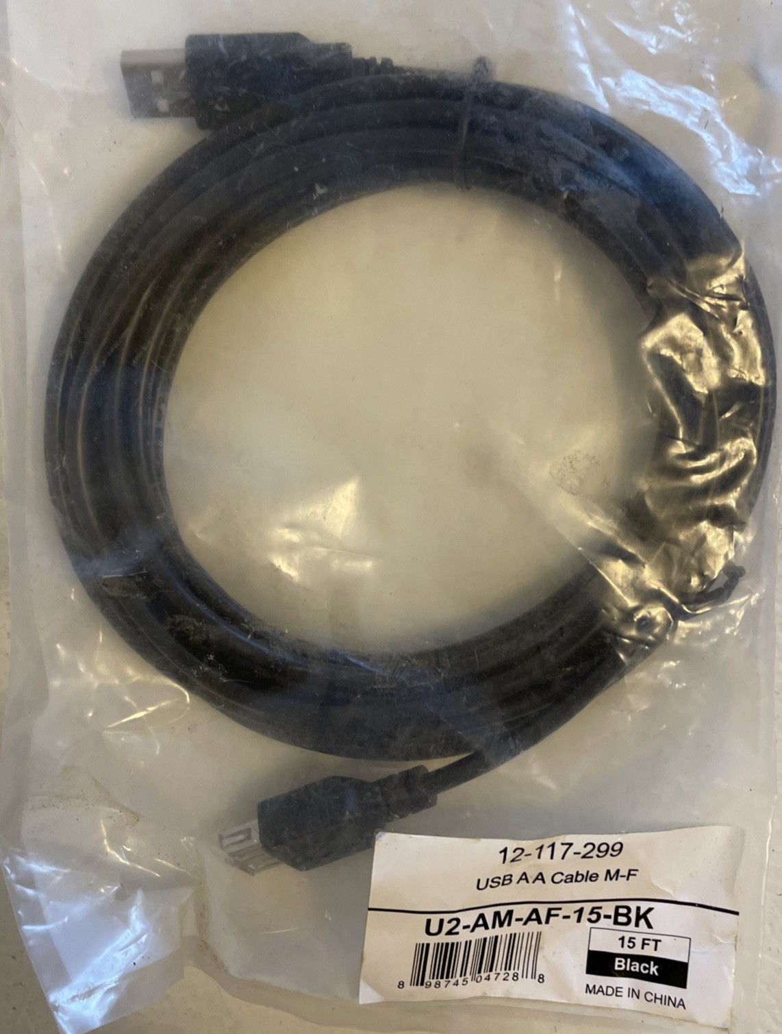 15FT Premium USB 2.0 Type A Male to Female M/F Extension Shielded Cable Black