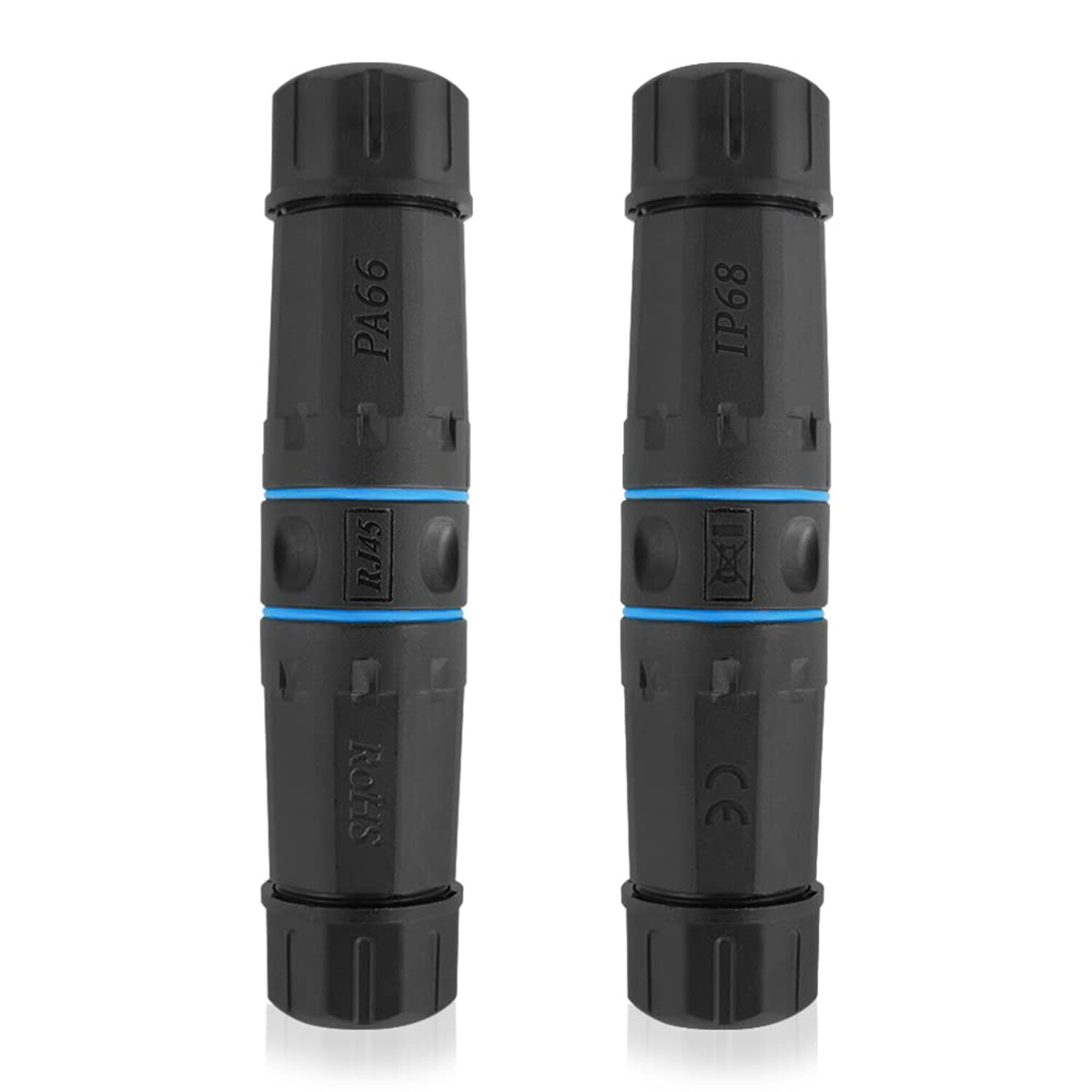 2pcs RJ45 Coupler Waterproof Connector IP68 Shielded Cat6 Ethernet LAN Adapter