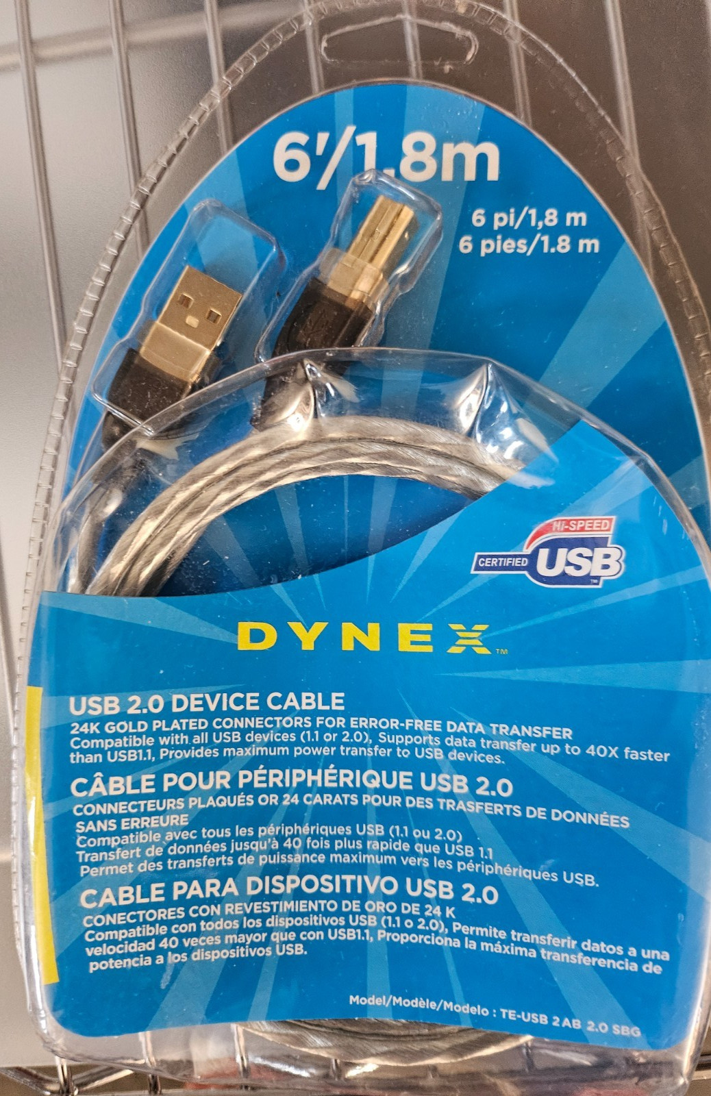 Dynex USB Device Cable 2.0 6'/ 1.8m