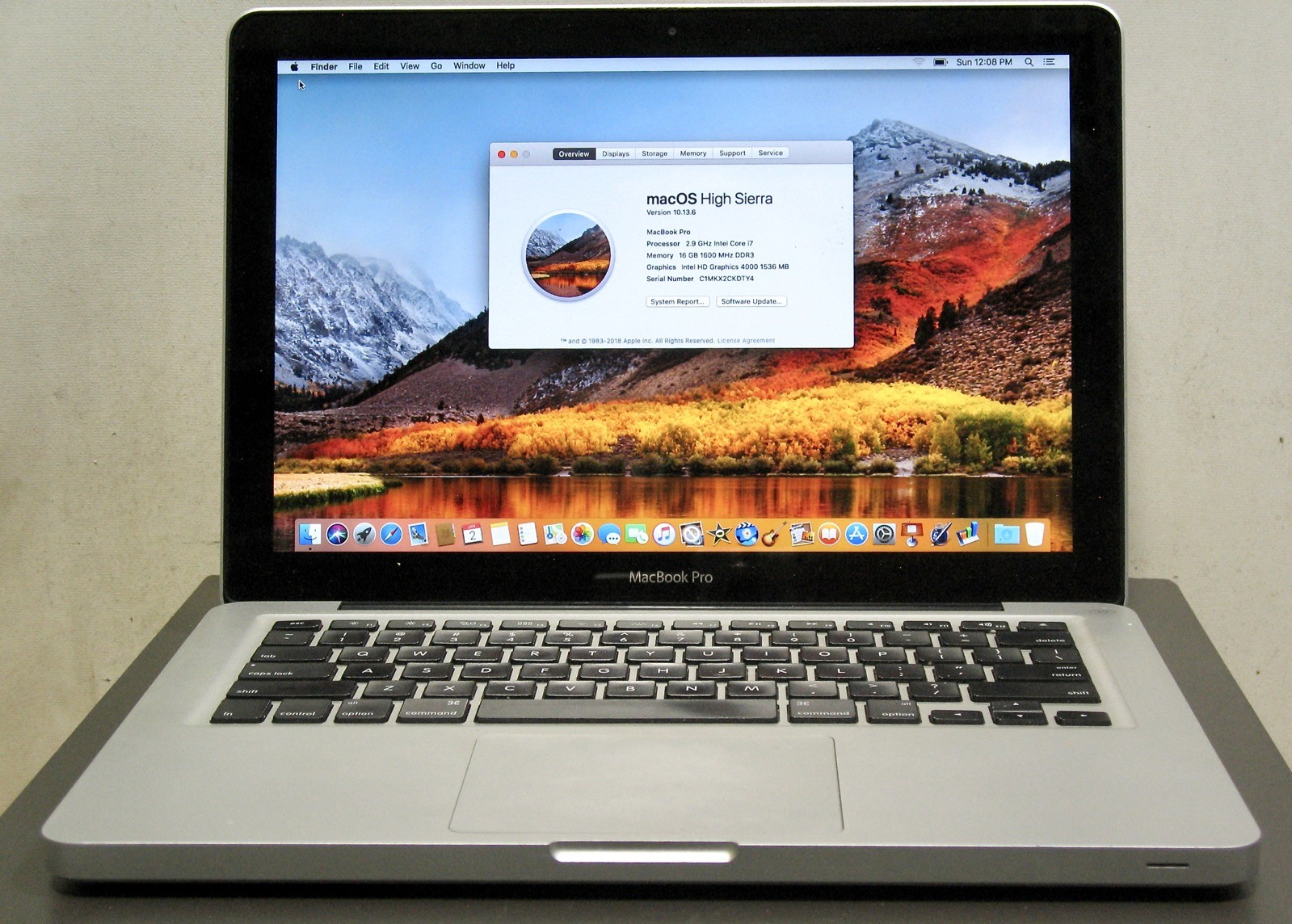 Apple MacBook Pro 2.9 GHz Core i7 16GB RAM 500GB SSD 13" High Sierra 10.13