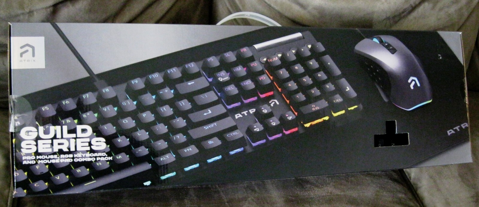 Atrix Guild Series Wired Pro Mouse + RGB Keyboard & Mouse Pad Combo Pack - NIB
