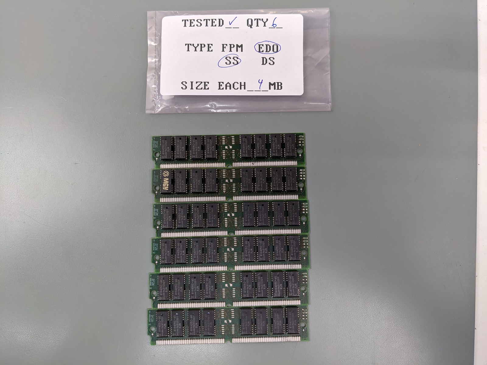 (6) MGV 4MB EDO SIMMs, 72-pin RAM Memory Sticks (24MB Total) G0401326E