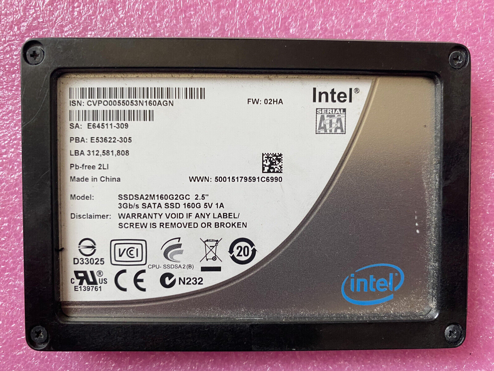 Intel 160GB SSDSA2M160G2C 2.5